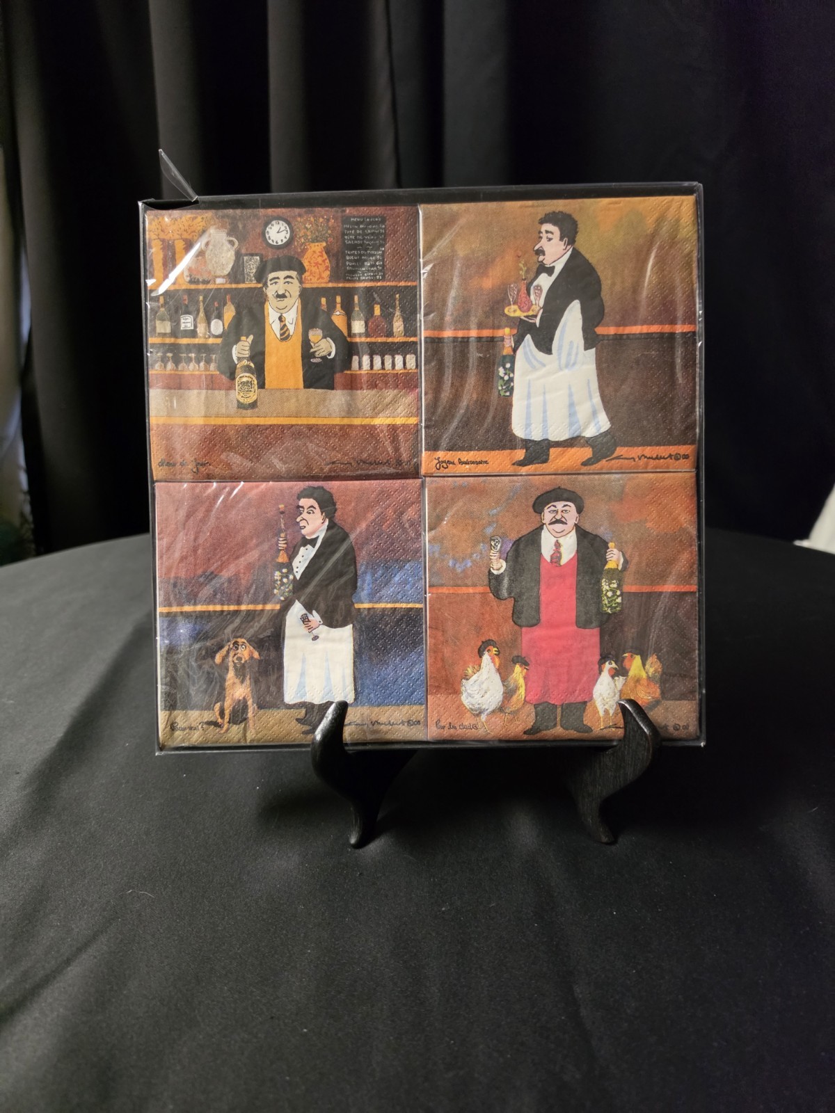 Vintage Guy Buffet Les Barmen Cocktail Napkins Set 4 Packs Creative Arts NIP