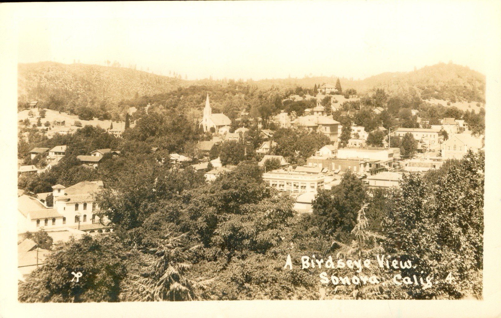 Sonora, CA Tuolomne County Postcard Antique Vintage Aerial View Real Photo   N