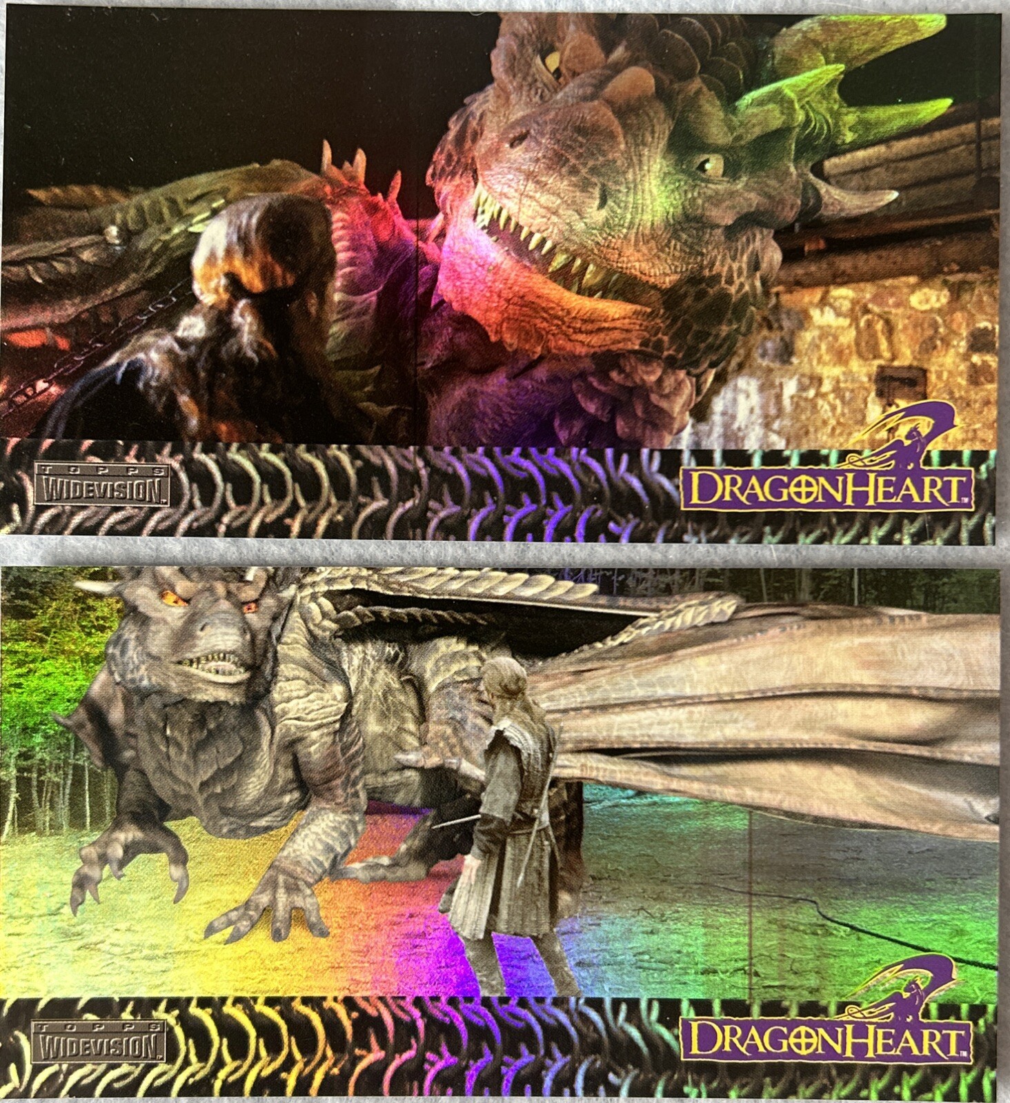 (2x) 1996 Topps Widevision Dragon Heart Jumbo Trading Cards Foil Insert Lot Of 2