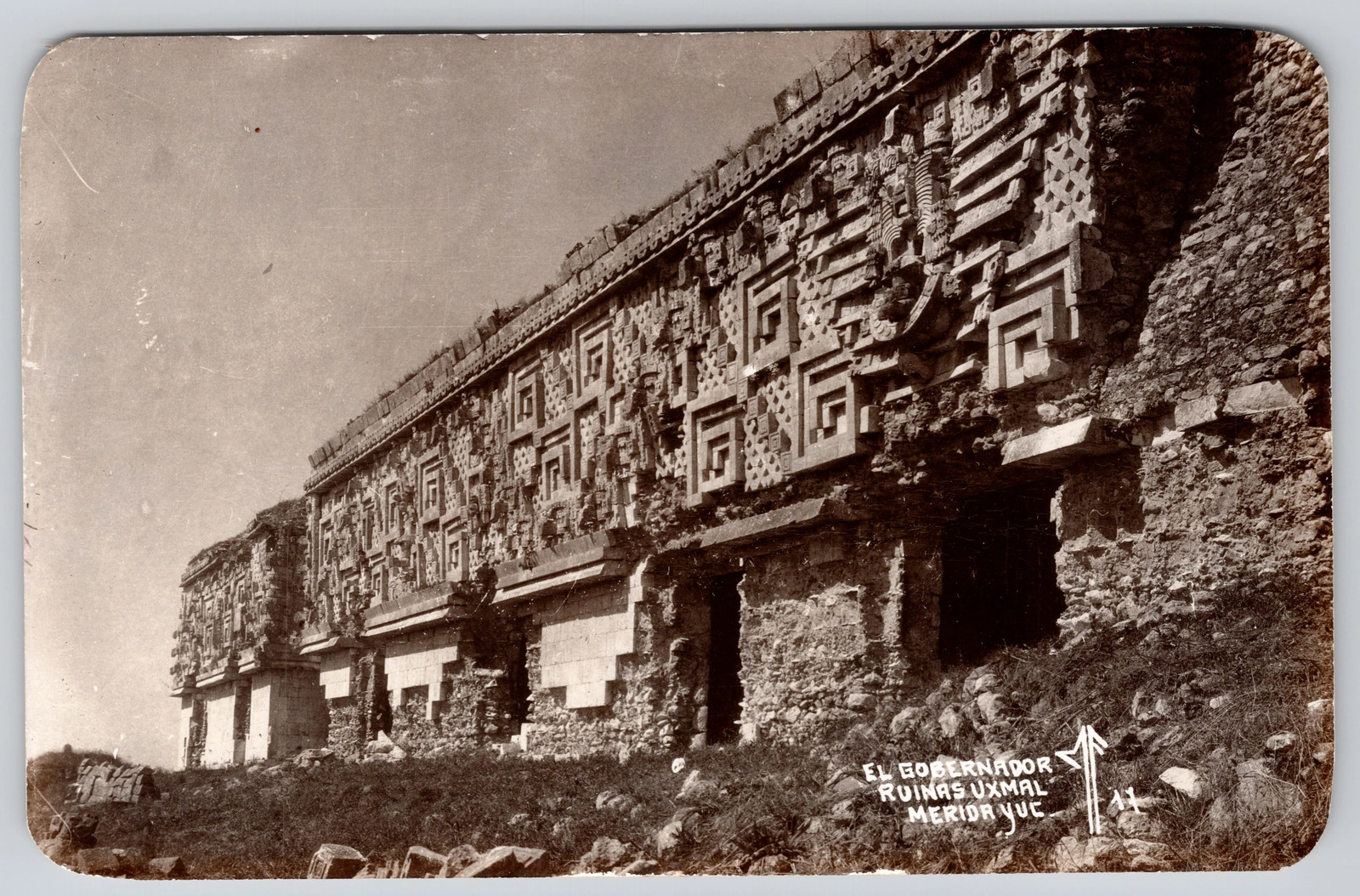 Chichen Itza Yucatan Mexico Nuns Quadrangle Ruins RPPC Postcard c1940s