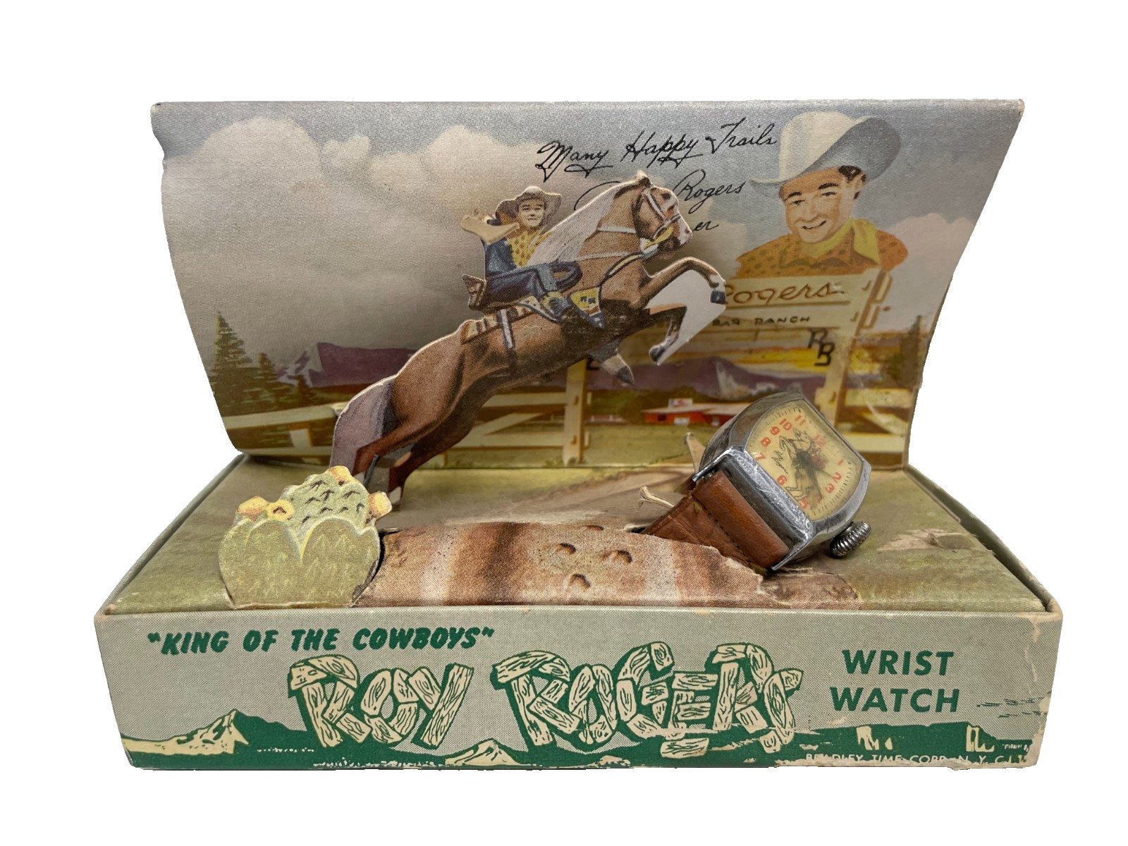 ROY ROGERS  NEW 1940\'s BRADLEY WRIST WTCH AND DISPLAY