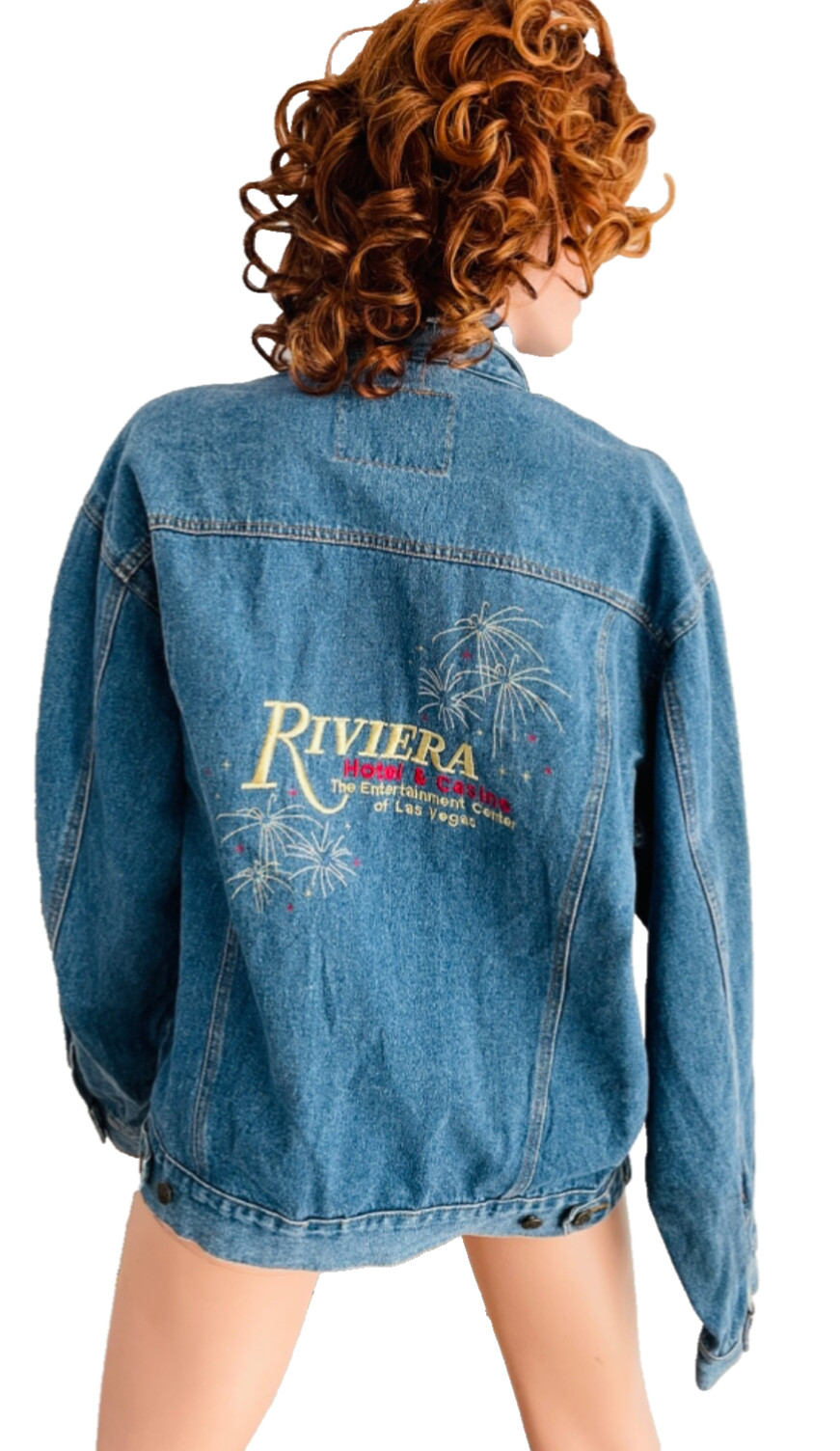 VINTAGE 90s RIVIERA Hotel & Casino LAS VEGAS Embroidered JEAN JACKET Unisex L VINTAGE 90s RIVIERA Hotel & Casino LAS VEGAS Embroidered JEAN JACKET Unisex L