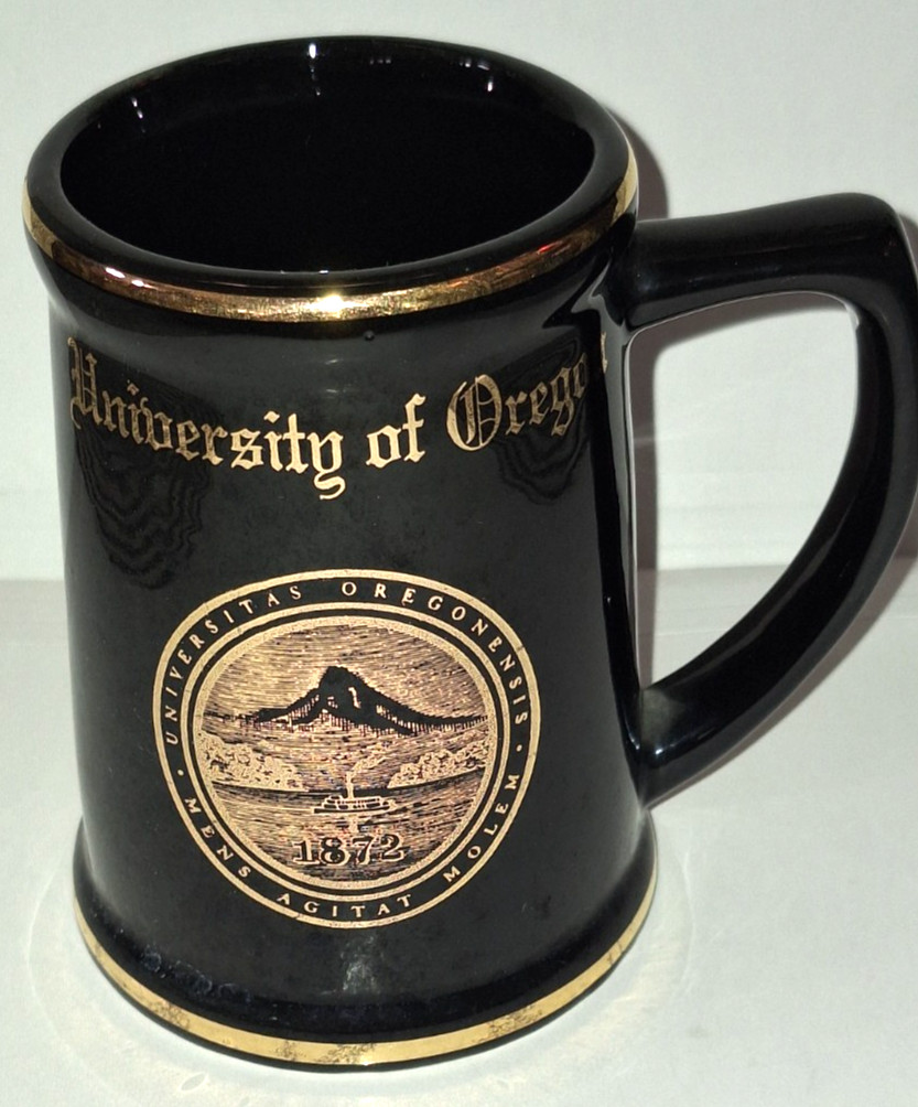 VTG University of Oregon MT HOOD 22k GOLD BLACK STEIN MUG TANKARD CUP WC BUNTING