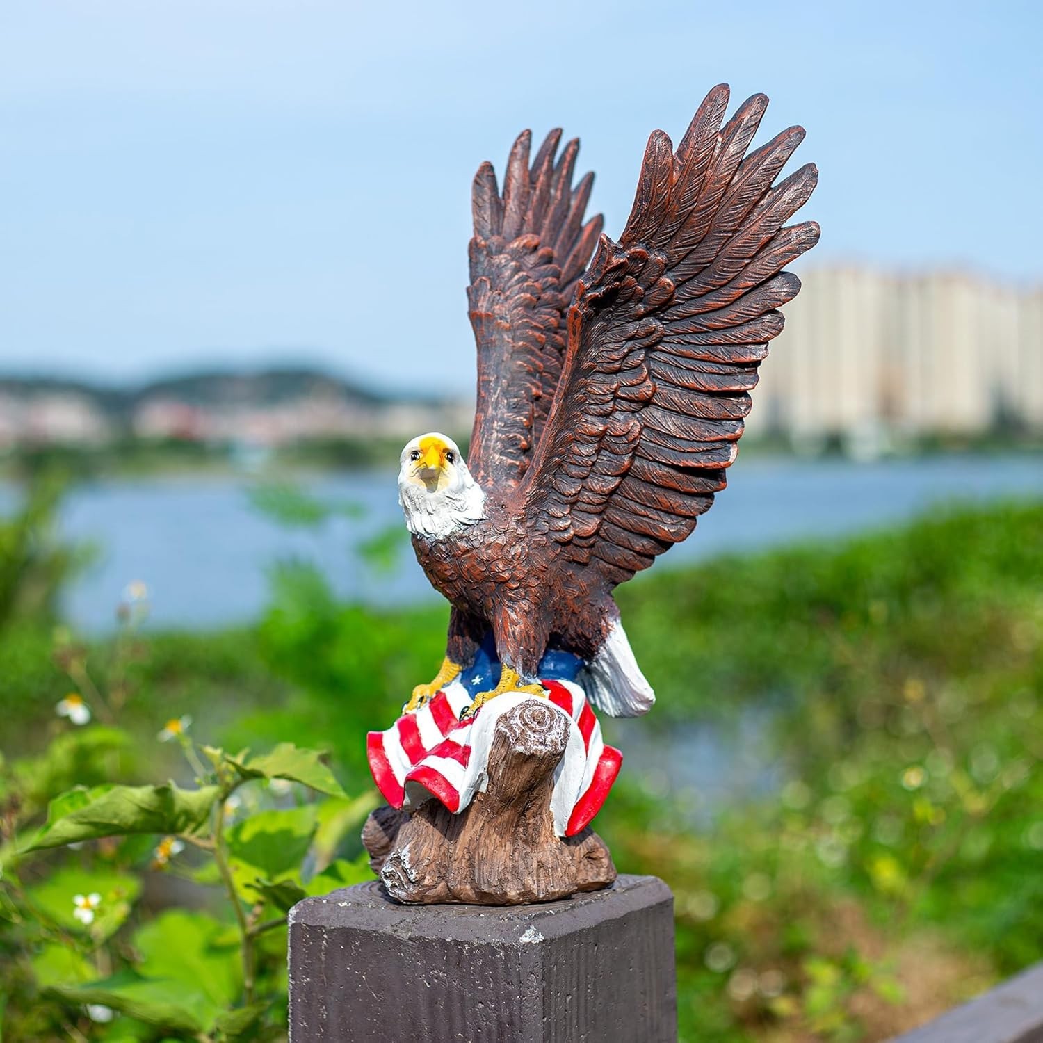 15.35In Majestic Lifelike Bald Eagle Statue - Durable Resin Garden Sculpture for 15.35In Majestic Lifelike Bald Eagle Statue - Durable Resin Garden Sculpture for