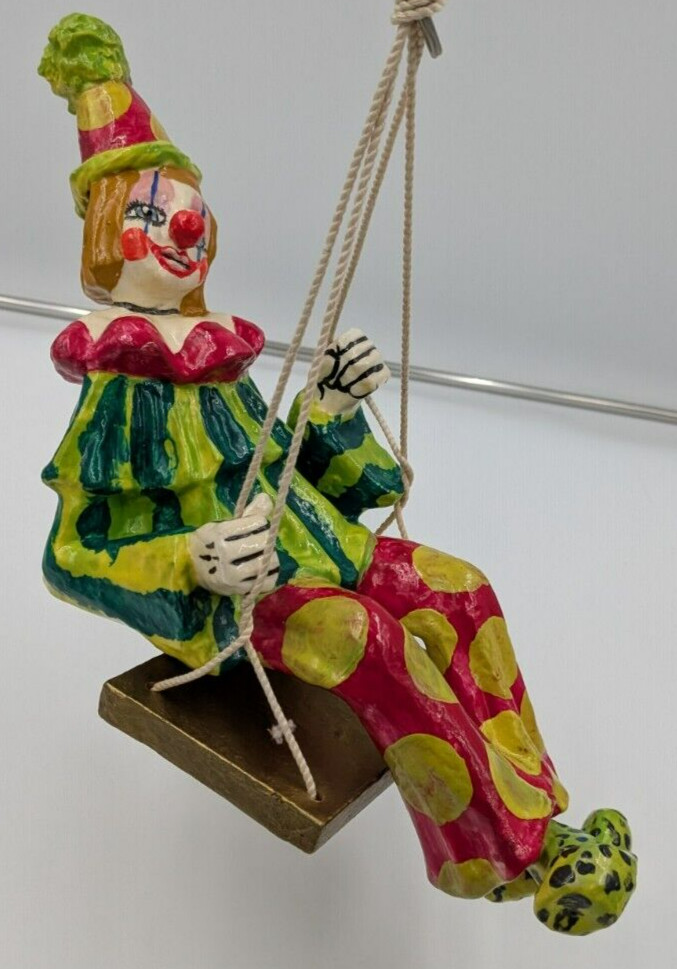 Vintage Paper Mache Clown Signed Oskar Raoul Kitsch Art Swinging 60s 70s Cute