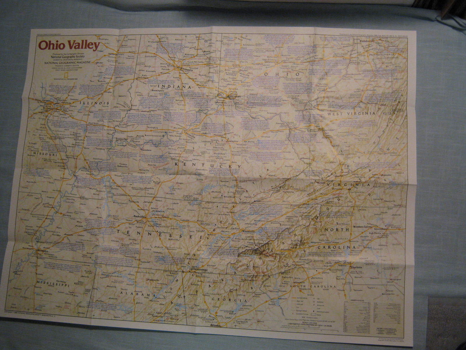 OHIO VALLEY MAP THE MAKING OF AMERICA + HISTORY National Geographic Dec. 1985