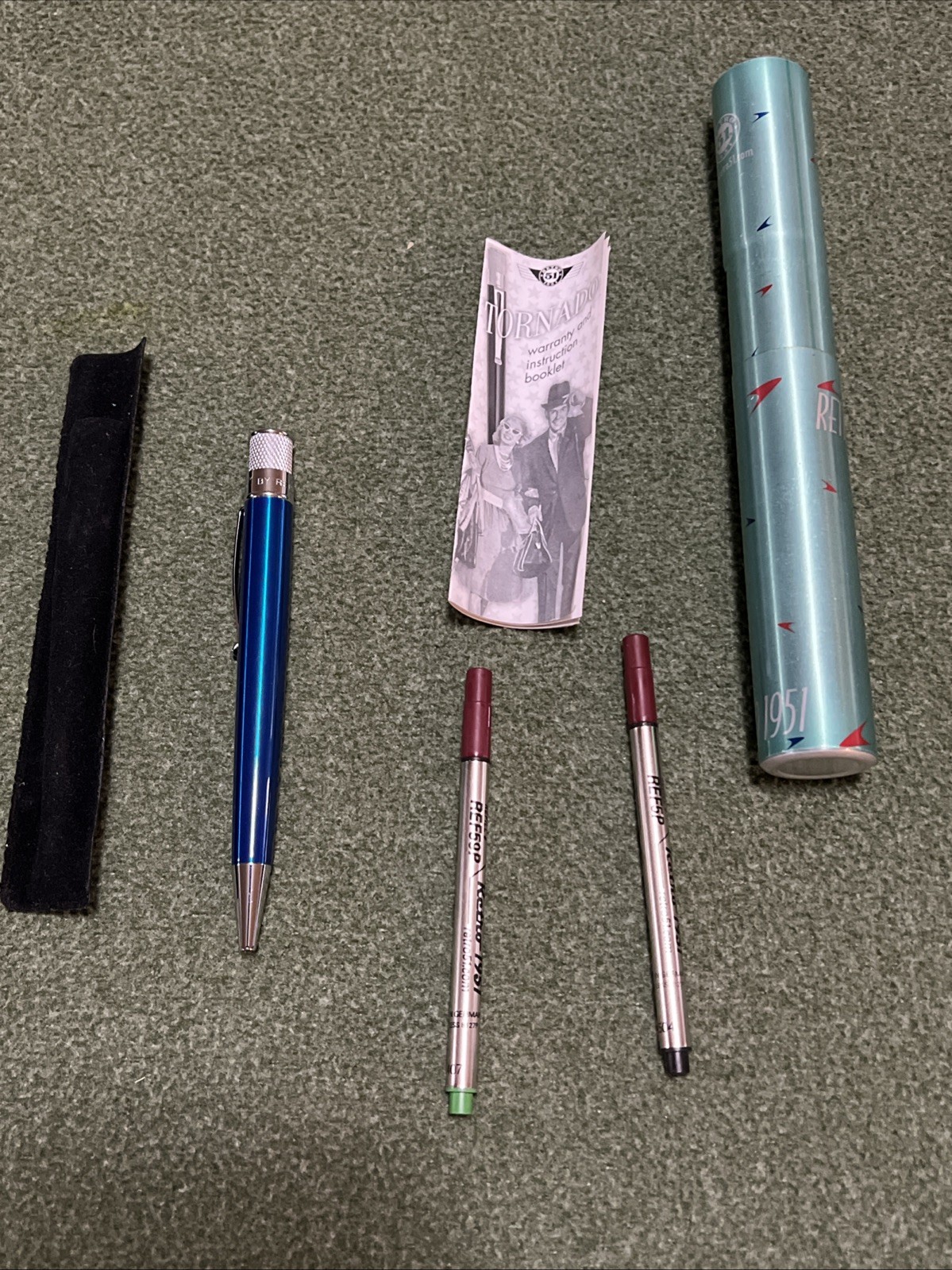 Retro 1951 Tornado Ballpoint Pen - Blue Pen With Extras NewOld Stock p