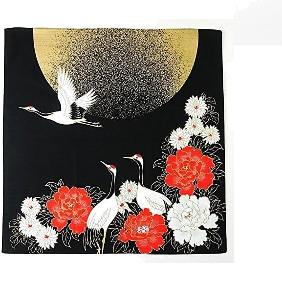 Traditional Japanese Furoshiki Wrapping Cloth – Colorful Polka Dots and Cranes