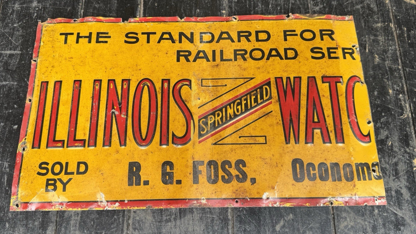 Original Springfield Illinois Watches Railroad Embossed Sign Pocket Watch