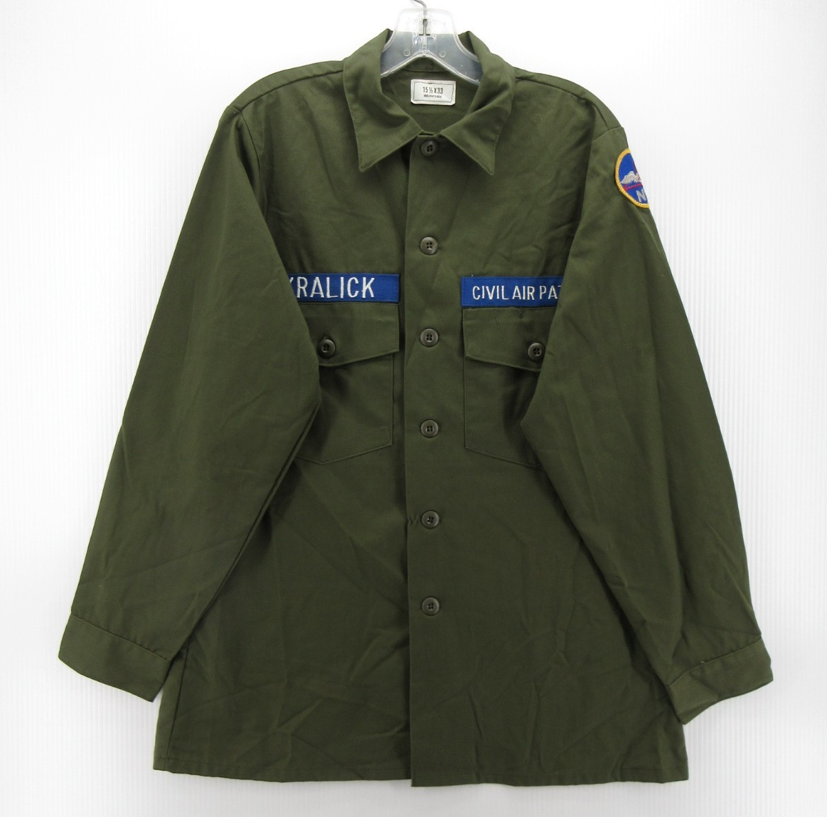 VGT US Military Shirt Men 15 1/2 Green OG-507 Civil Air Patrol Utility Surplus