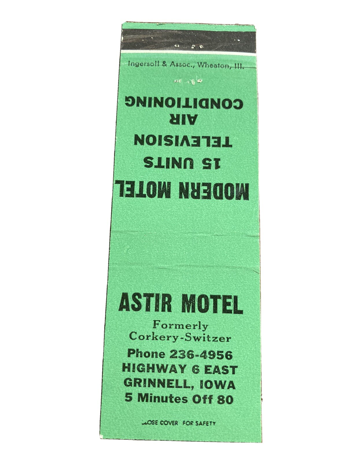 Astir Motel Grinnell Iowa IA Highway 6 East Vtg Matchcover