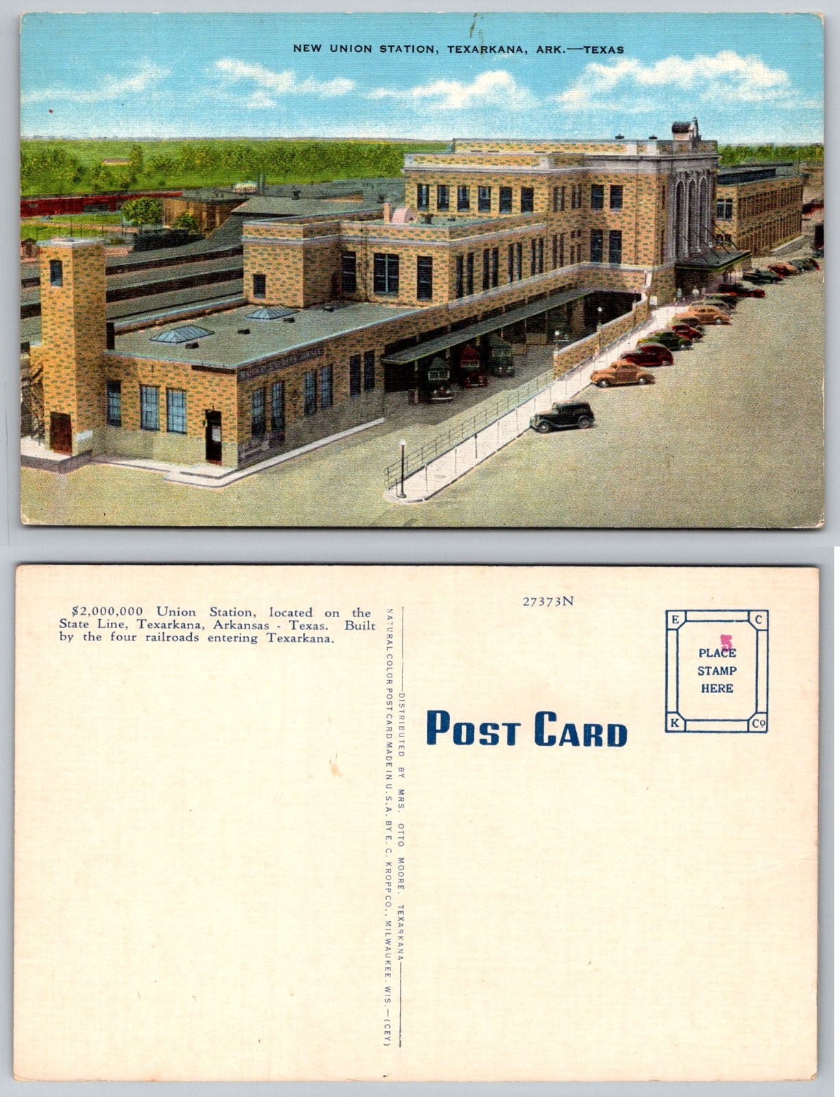 Texarkana Arkansas Texas Union Station Railroad Postcard