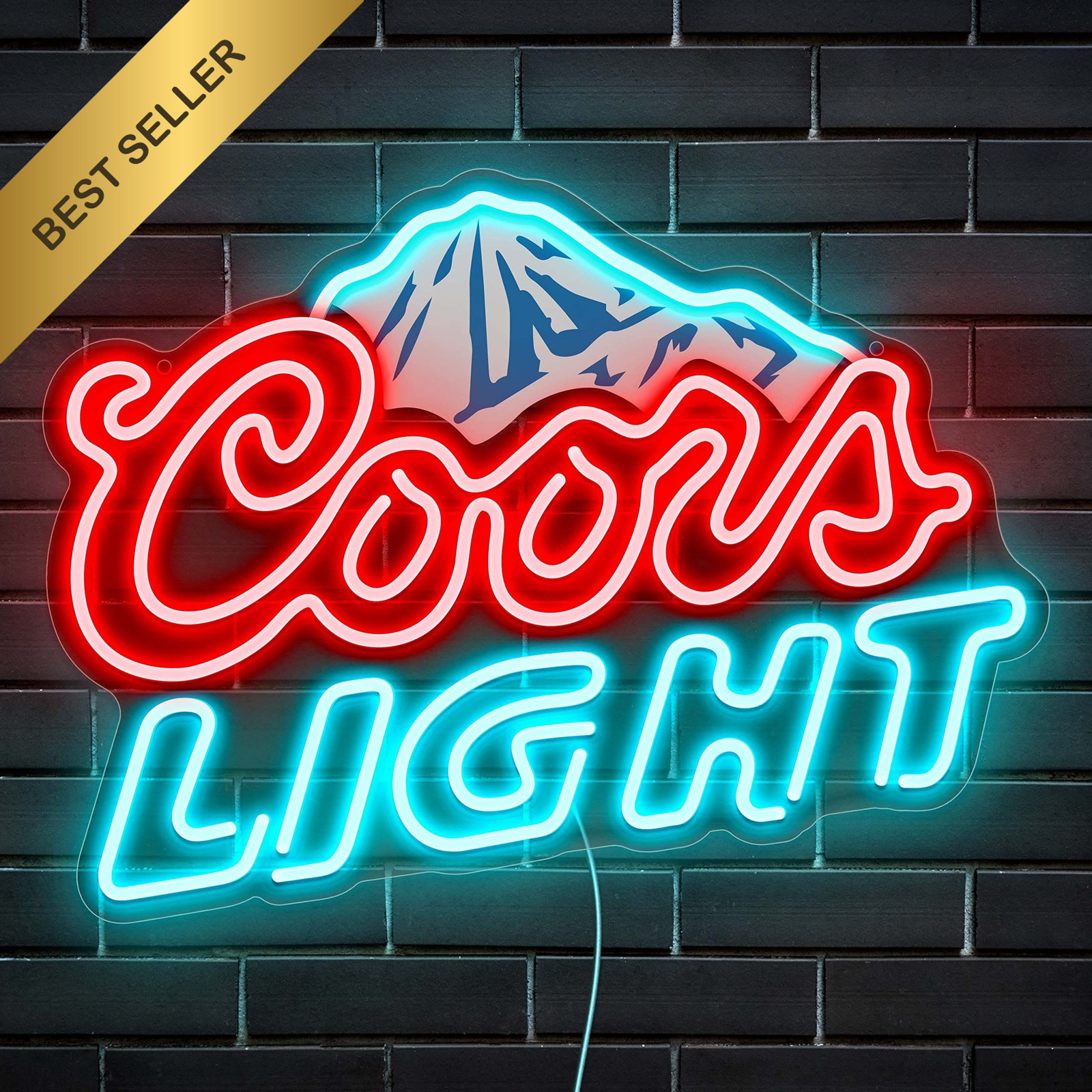 LED Beer Neon Sign with Mountain Pattern Bar Pub Man Cave Home Wall Decor Light
