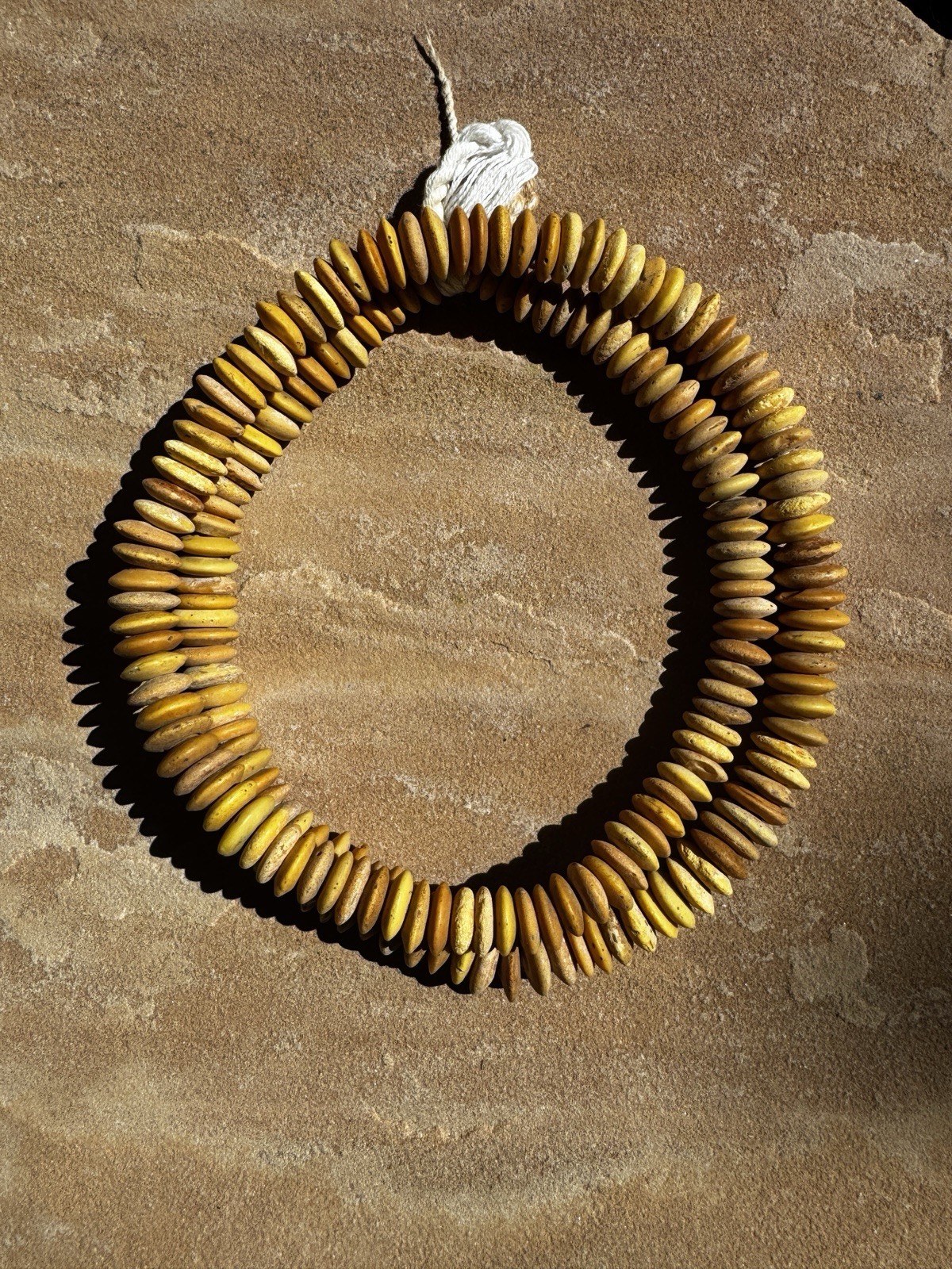 Antique BODOM BEADS Venetian Glass Yellow Trade Beads Stacked Discs  15-21mm