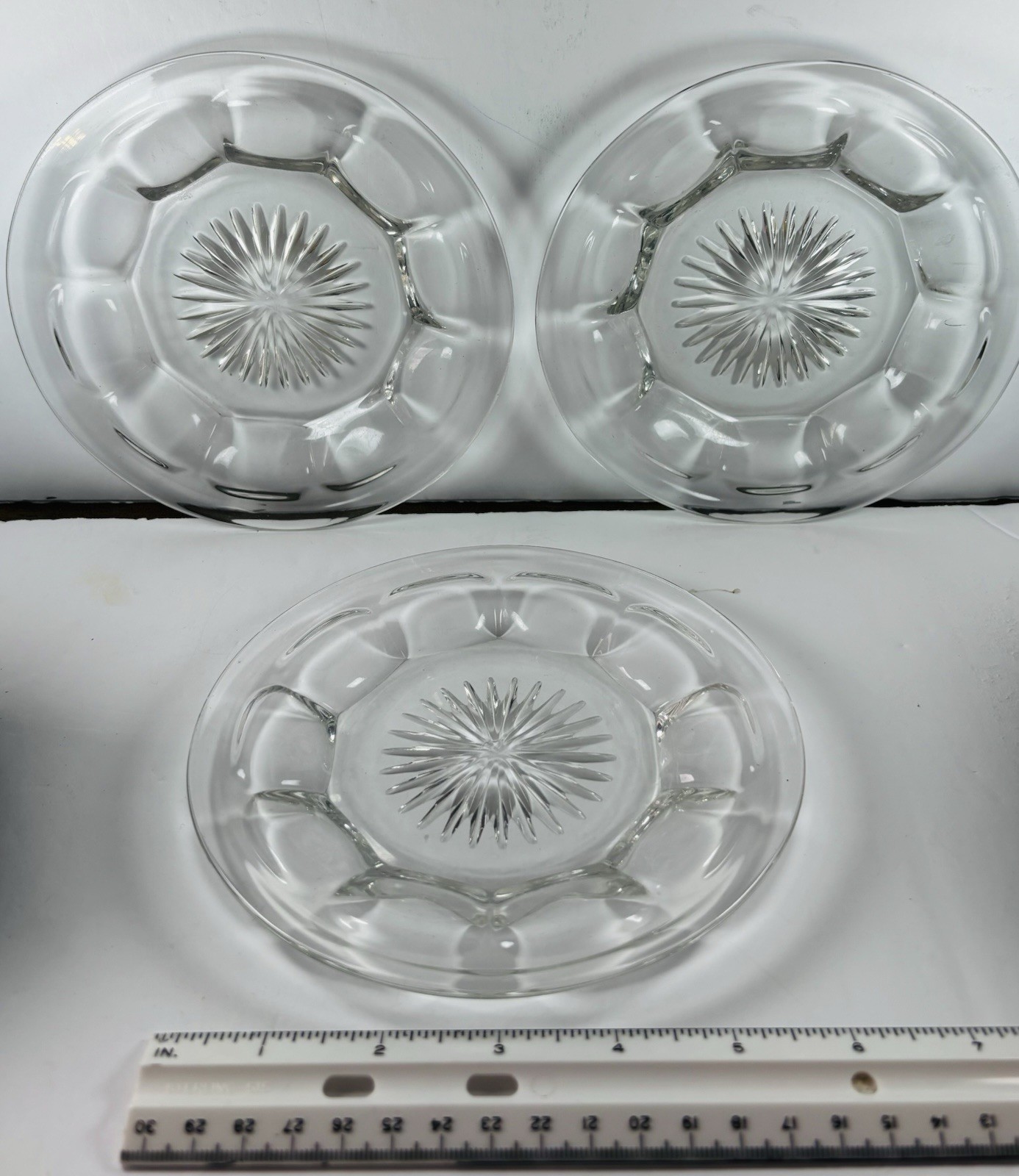 HEISEY/6”/SUNBURST/THUMBPRINT/CLEAR/MARKED/1950’s/LOT 5/ EUC