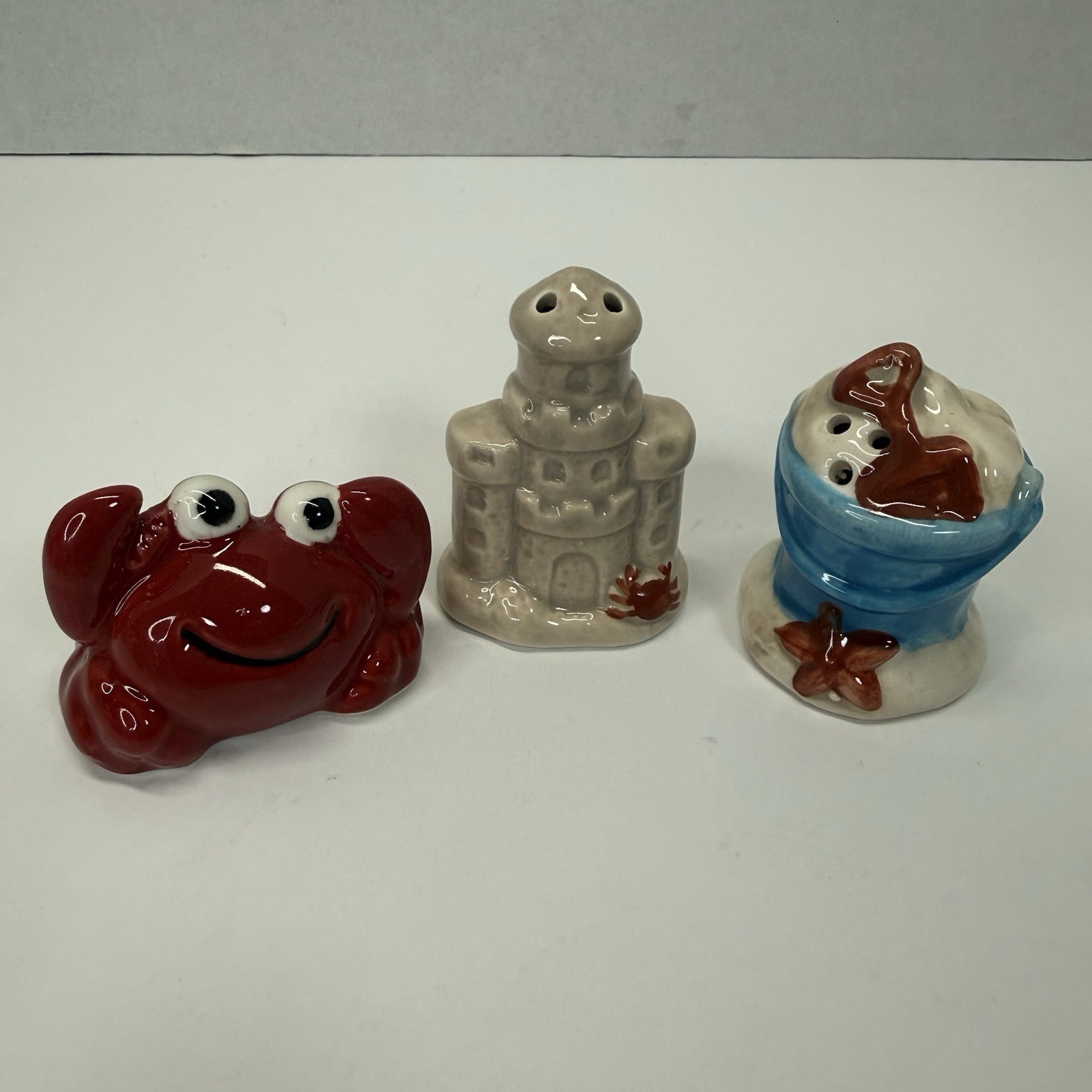 Beach Salt Pepper Shakers Crab Sandcastle Pail 2”