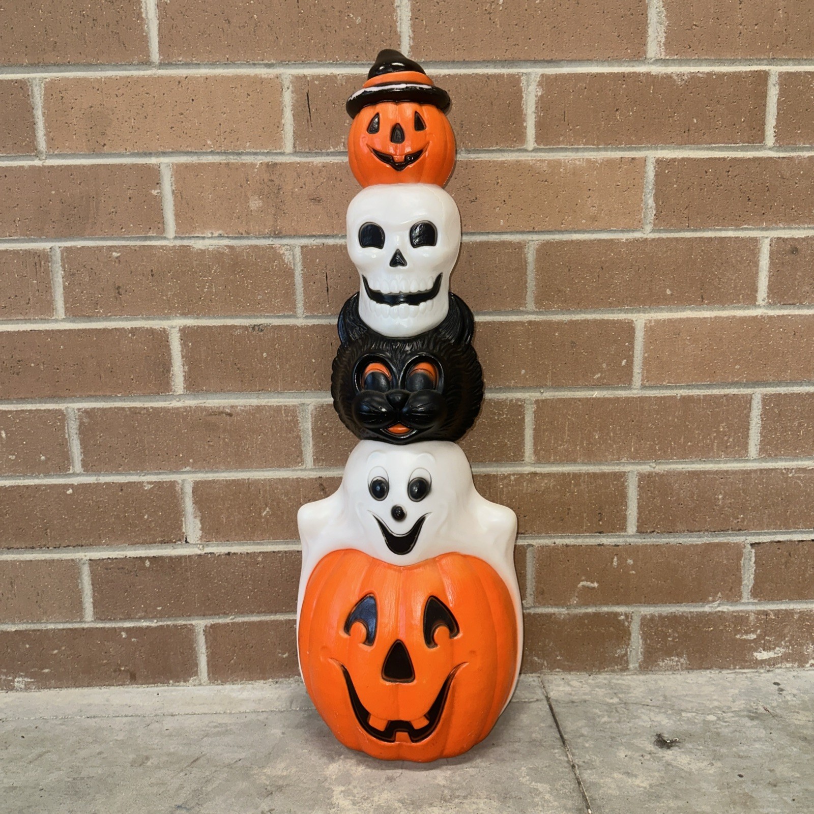 Vintage Empire Halloween Totem Pumpkins Ghost Cat Skull 32 inch Blowmold