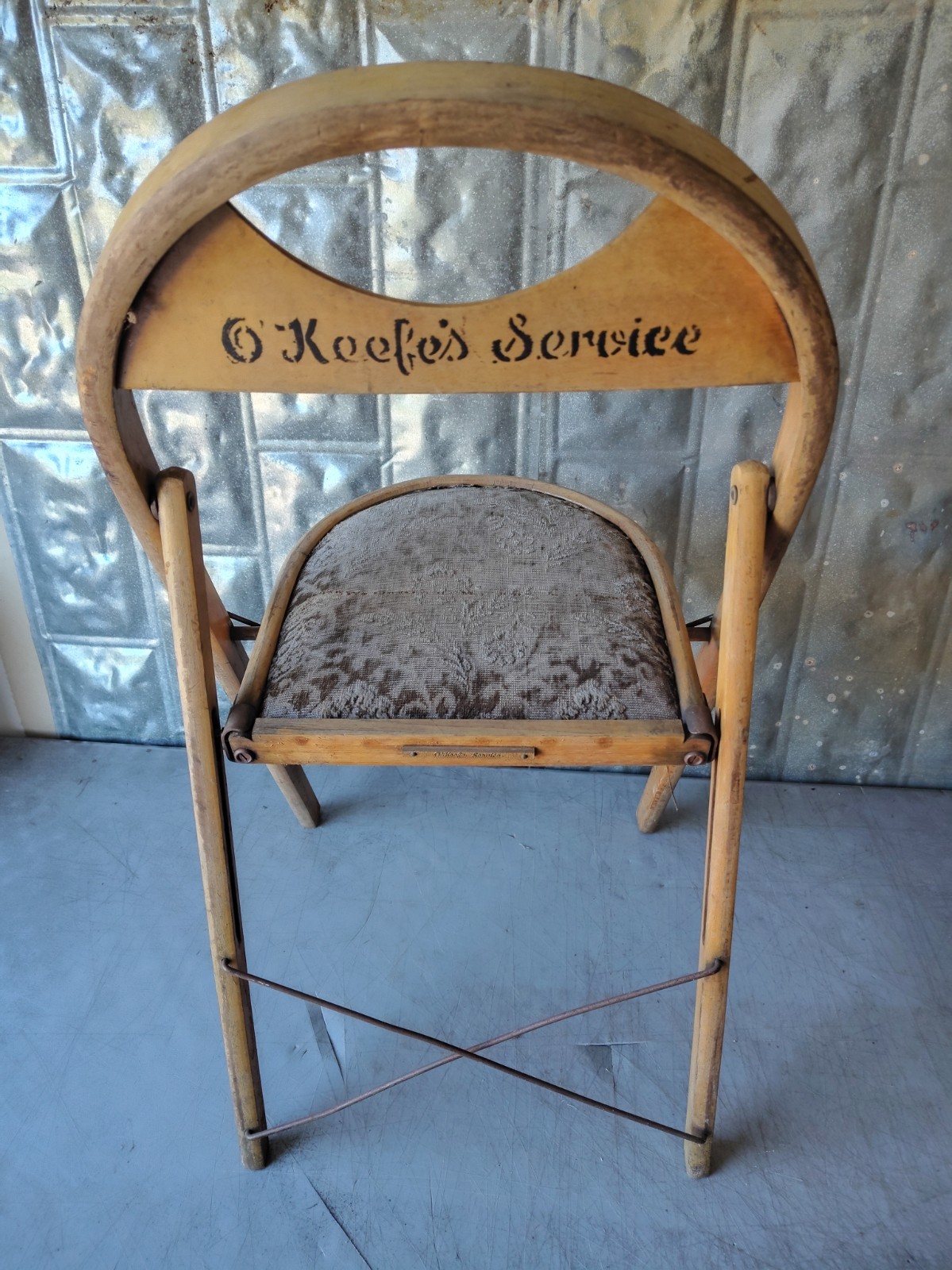 Antique Vintage O\'Keefes Service Station Advertising Chair