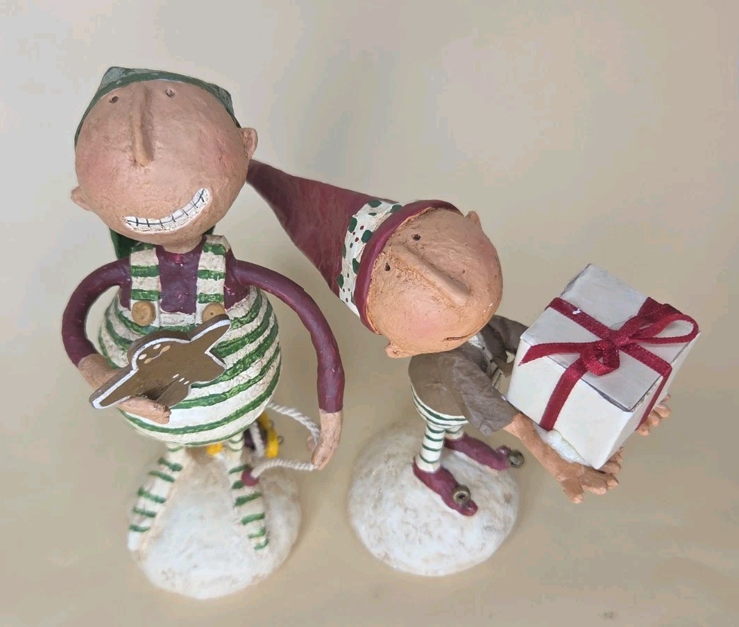 Robin Kelso Mistletoe Manor 2004 Boy Figurines Gingerbread Gift DEMDACO Lot 2