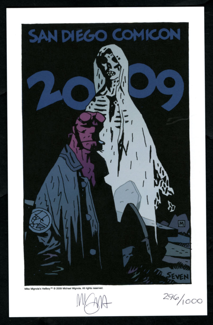 Hellboy Mike Mignola SIGNED AUTOGRAPHED 2009 SDCC Print LE 1000 5x8 Comic Con
