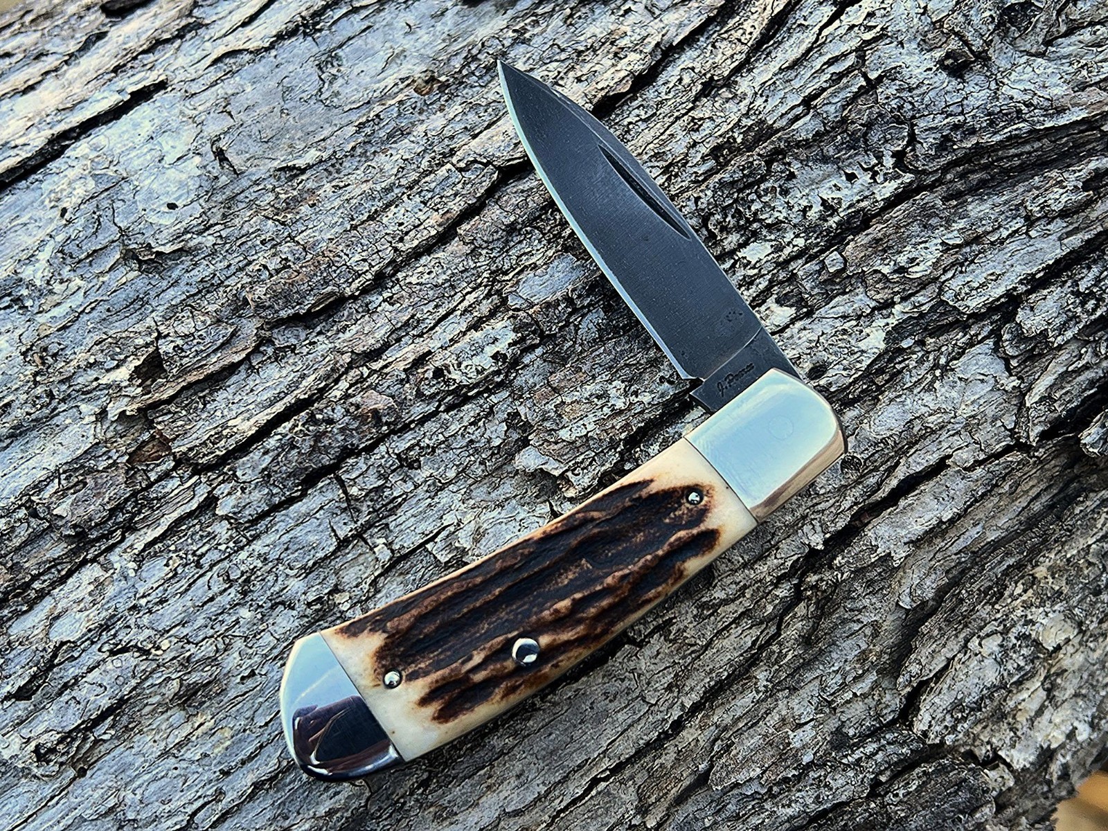 JEFF PEARCE CUSTOM JEFF PEARCE CUSTOM A2 ETCHED SAMBAR STAG MINI ZULU KNIFE