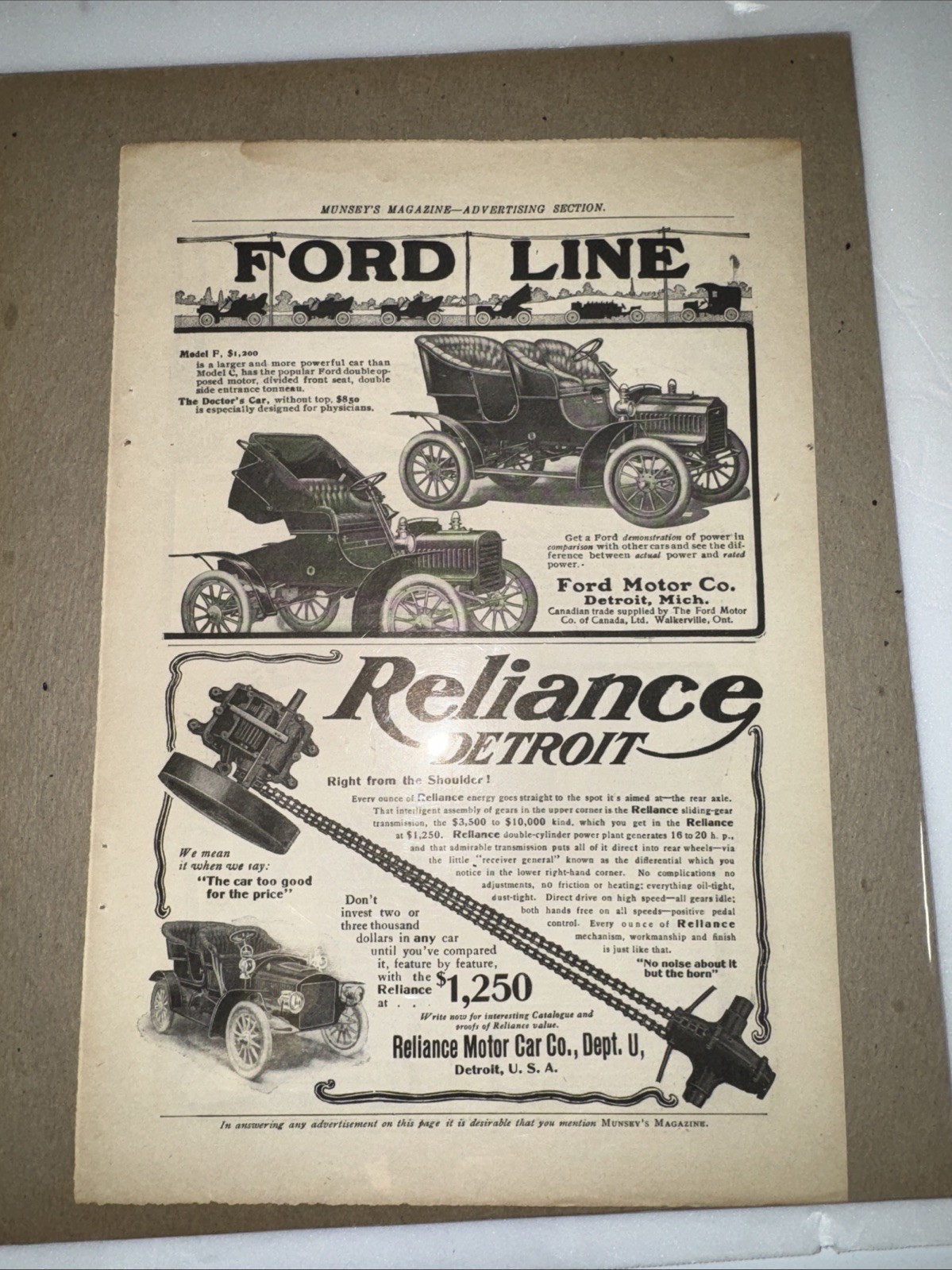 FORD MOTOR CO. F RELIANCE MOTOR CO. PREMIER 4 CYLINDER LOCOMOBILE 4-1906 Ads