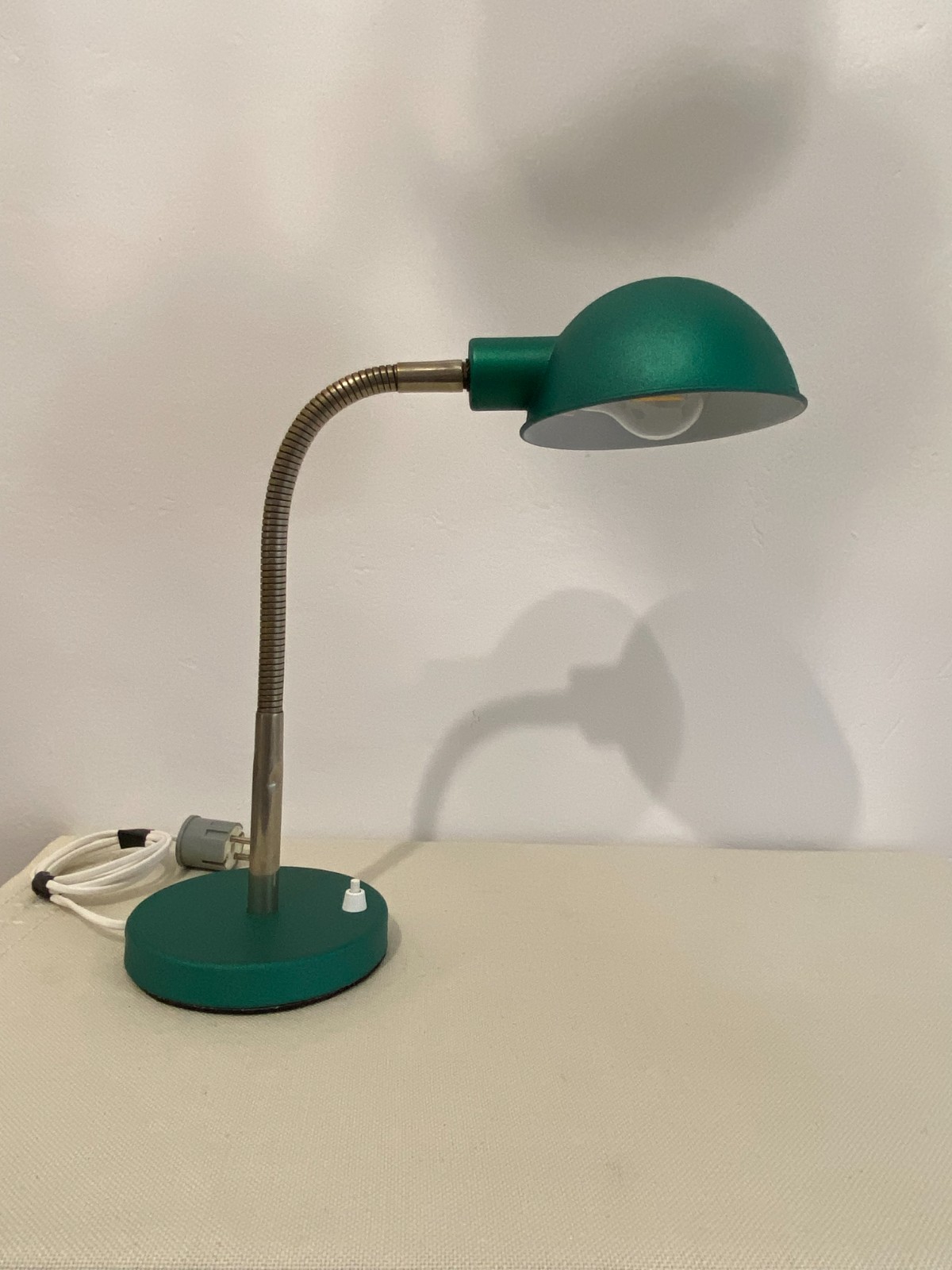 Vintage MCM Industrial Gooseneck Desk Lamp Adjustable Emerald Green Restored
