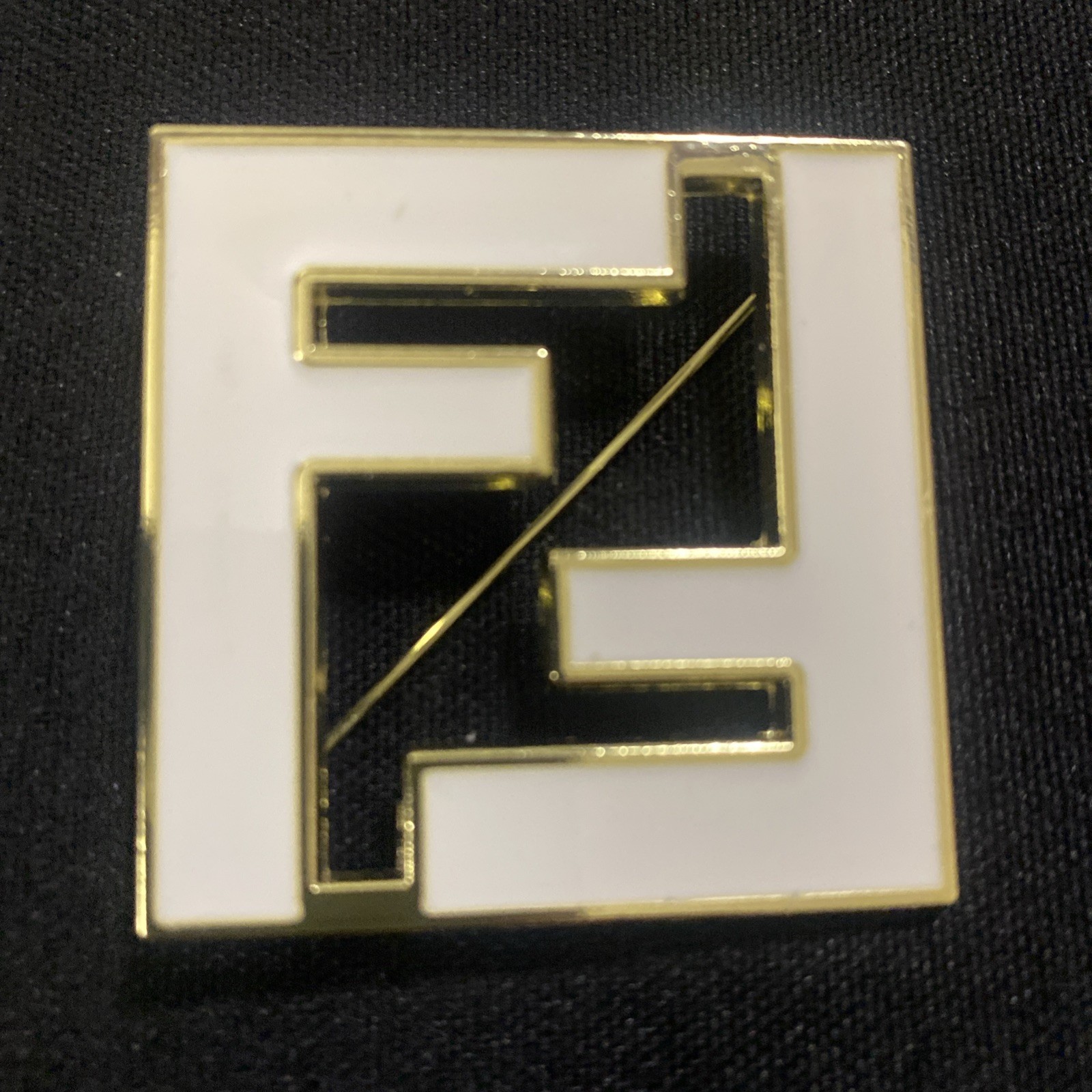 Fendi Luxury White With Gold Tone Brooch Pin.