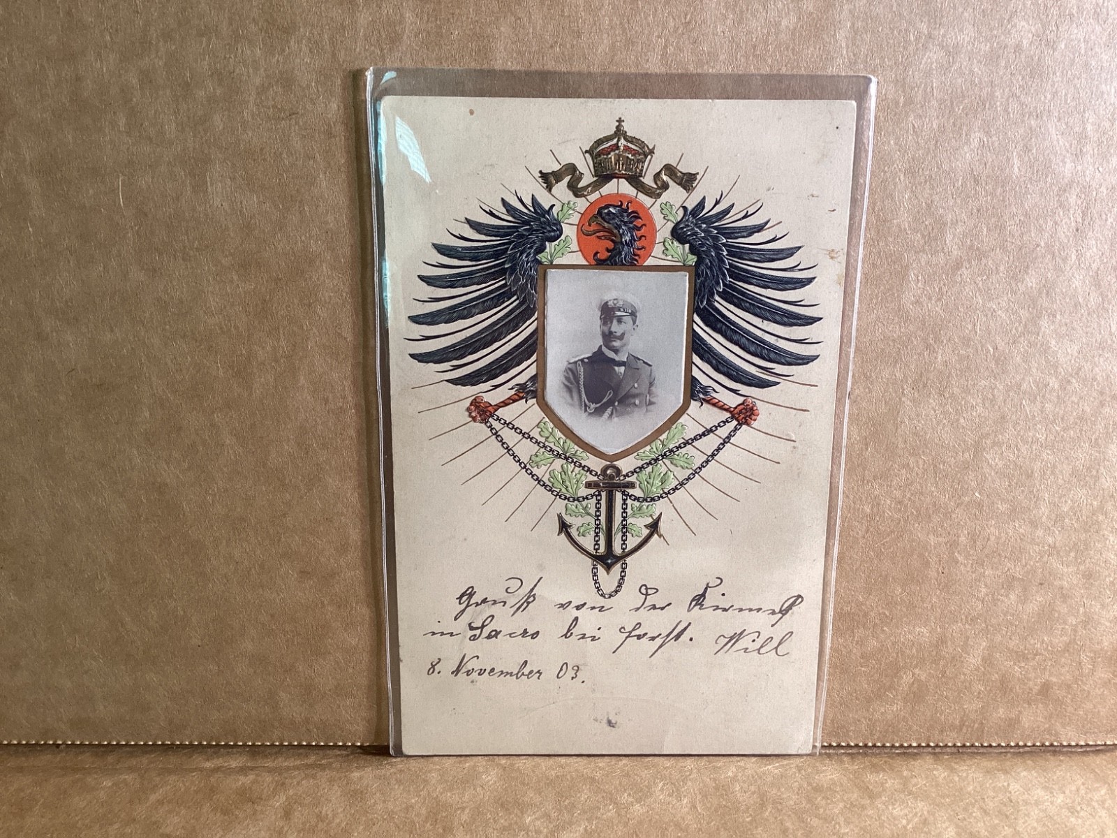 German Empire Postcard Wilhelm II Heil Kaiser Dir lithography embossed gilt German Empire Postcard Wilhelm II Heil Kaiser Dir lithography embossed gilt