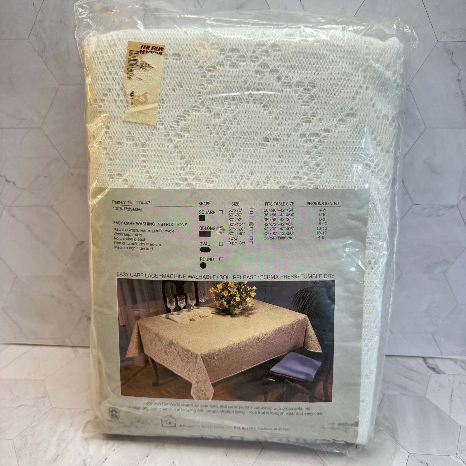 Vintage Quaker Lace Tablecloth White 60x104\