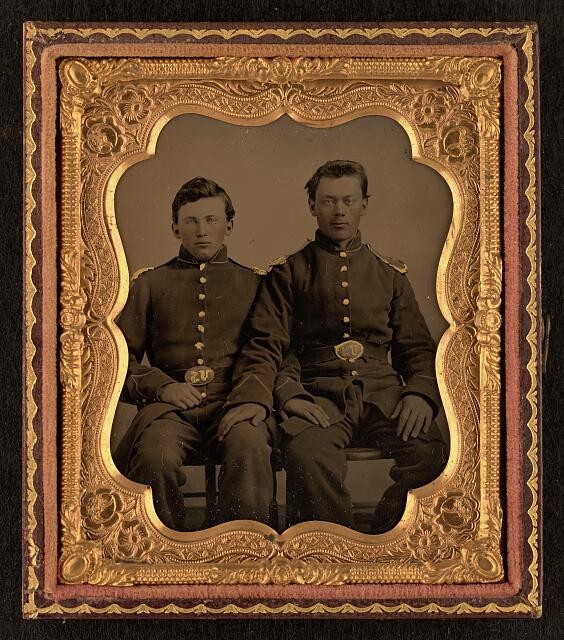 Union Soldiers Portrait Civil War 1860s Two Unidentified Men in Uniform
