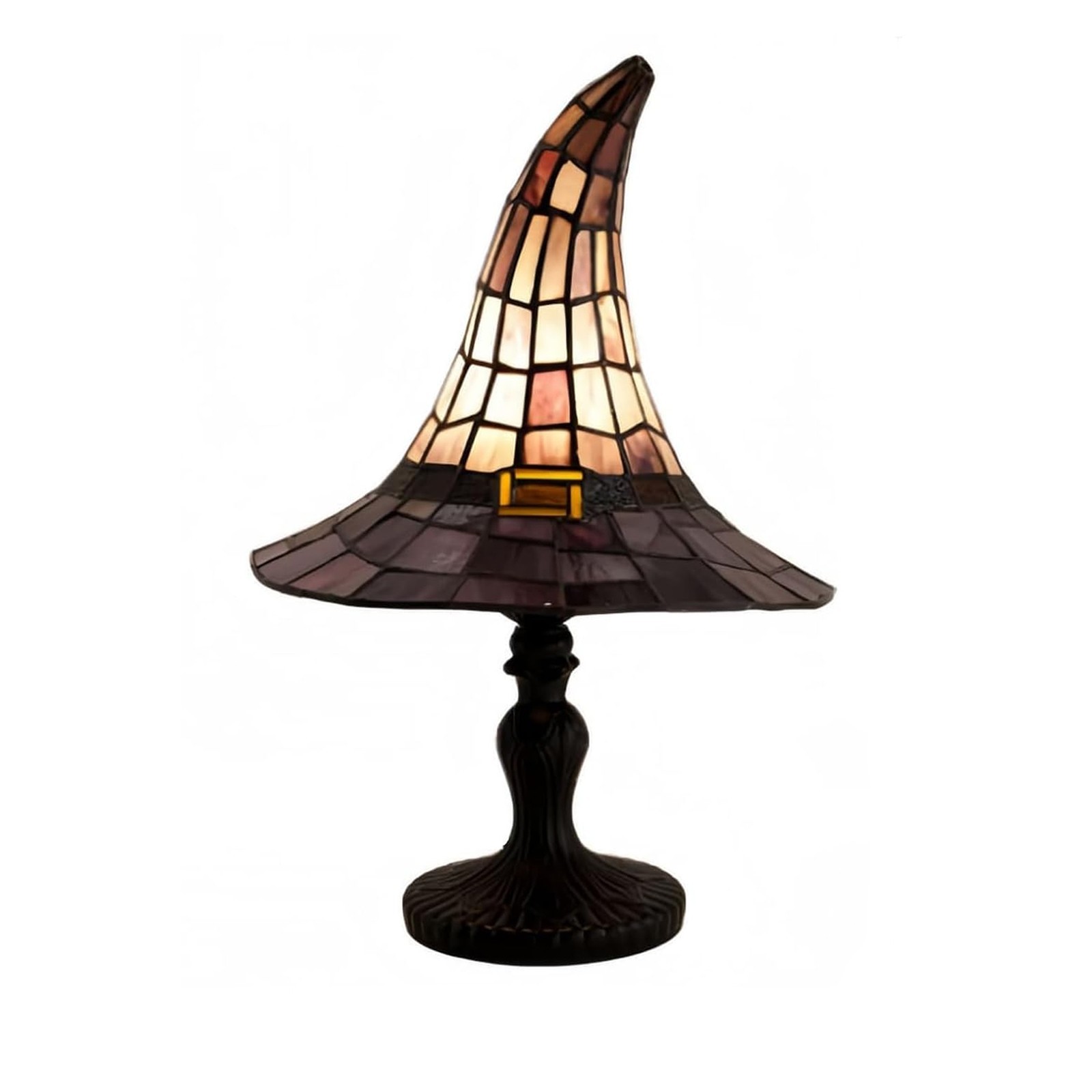 Stained Glass Witch Hat Lamp Retro Resin Table Light for Home Decor