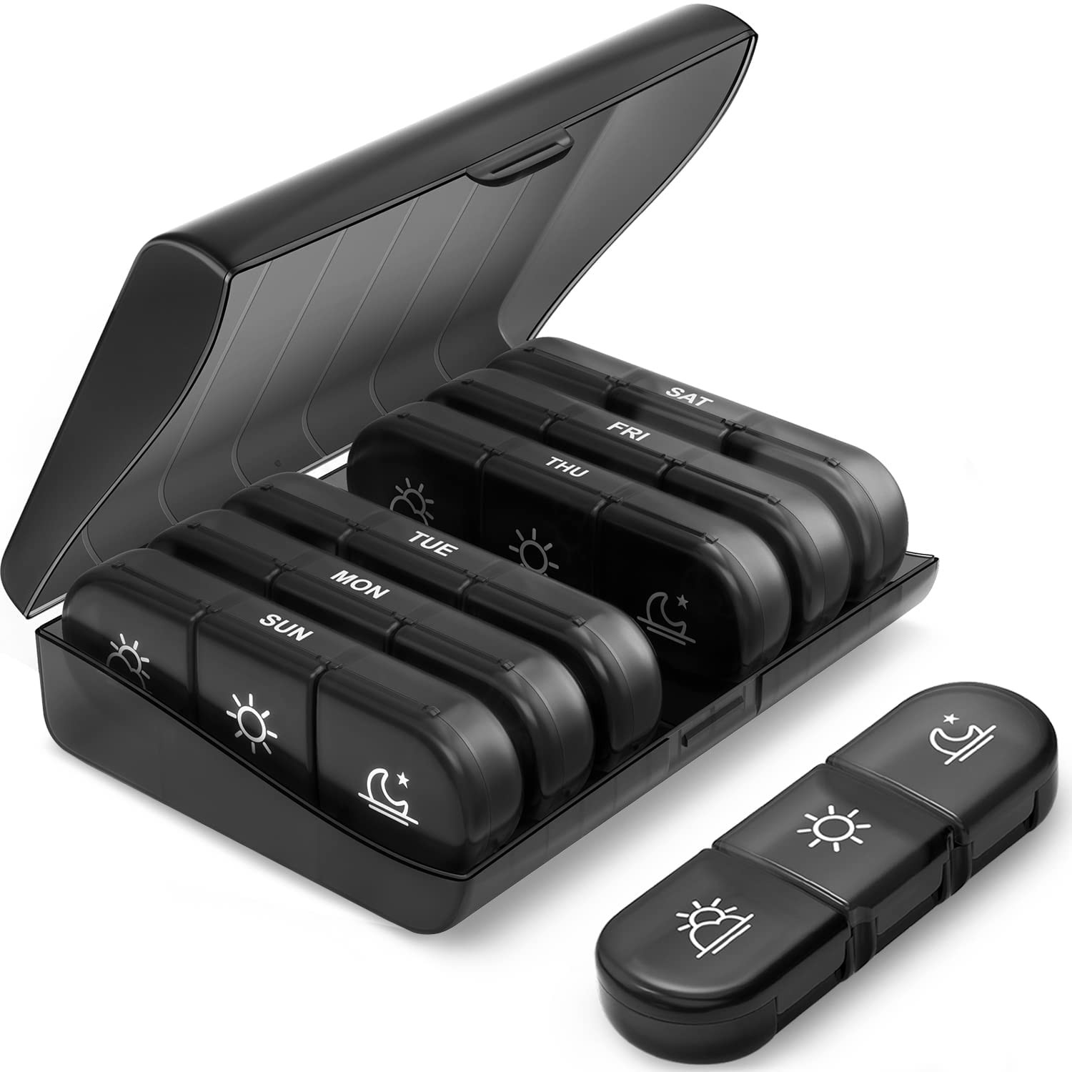 PULIV Weekly Pill Organizer 3 Times a Day Portable Travel Pill Box 7 Day with...