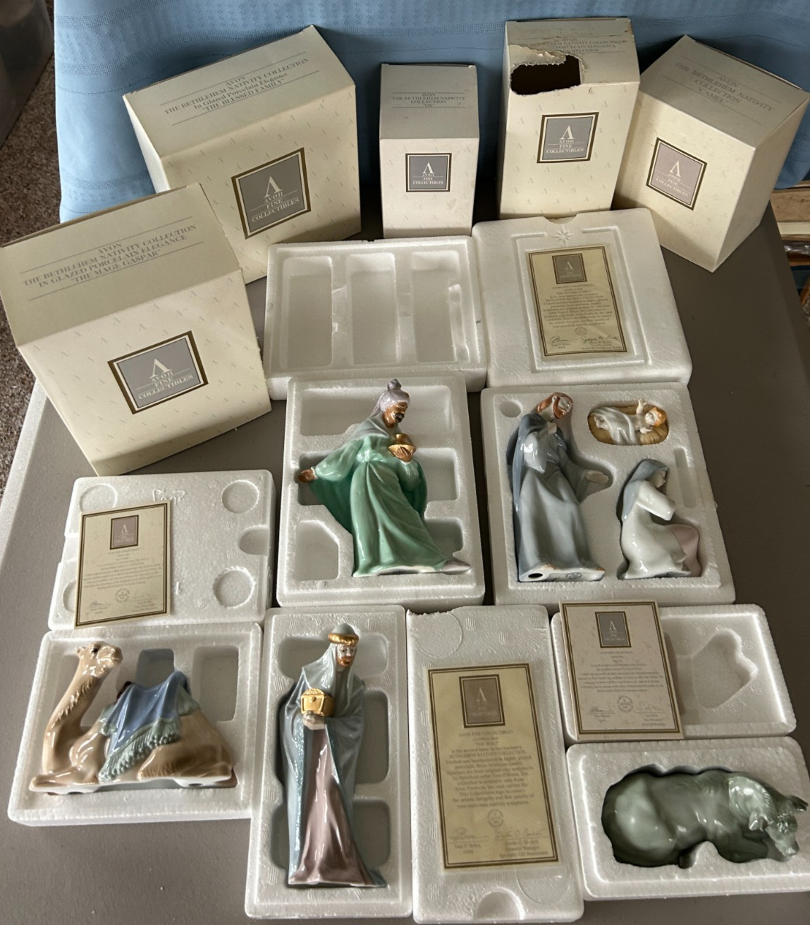 Avon Bethlehem Nativity Collection Complete 8 Pc Set w/Boxes