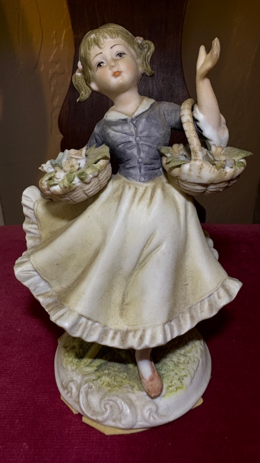 Vintage Lefton Crown China Girl Flower Basket Figurine KW118A Japan Hand Painted