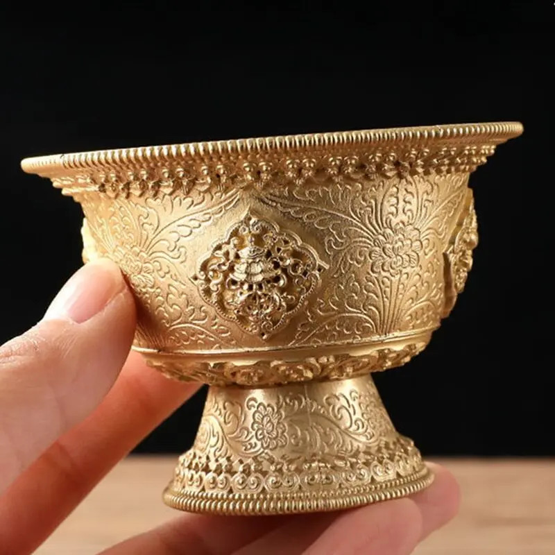 10cm Exquisite Engraving Buddhism Holy Water Cup Auspicious Buddha Bowl Handmade
