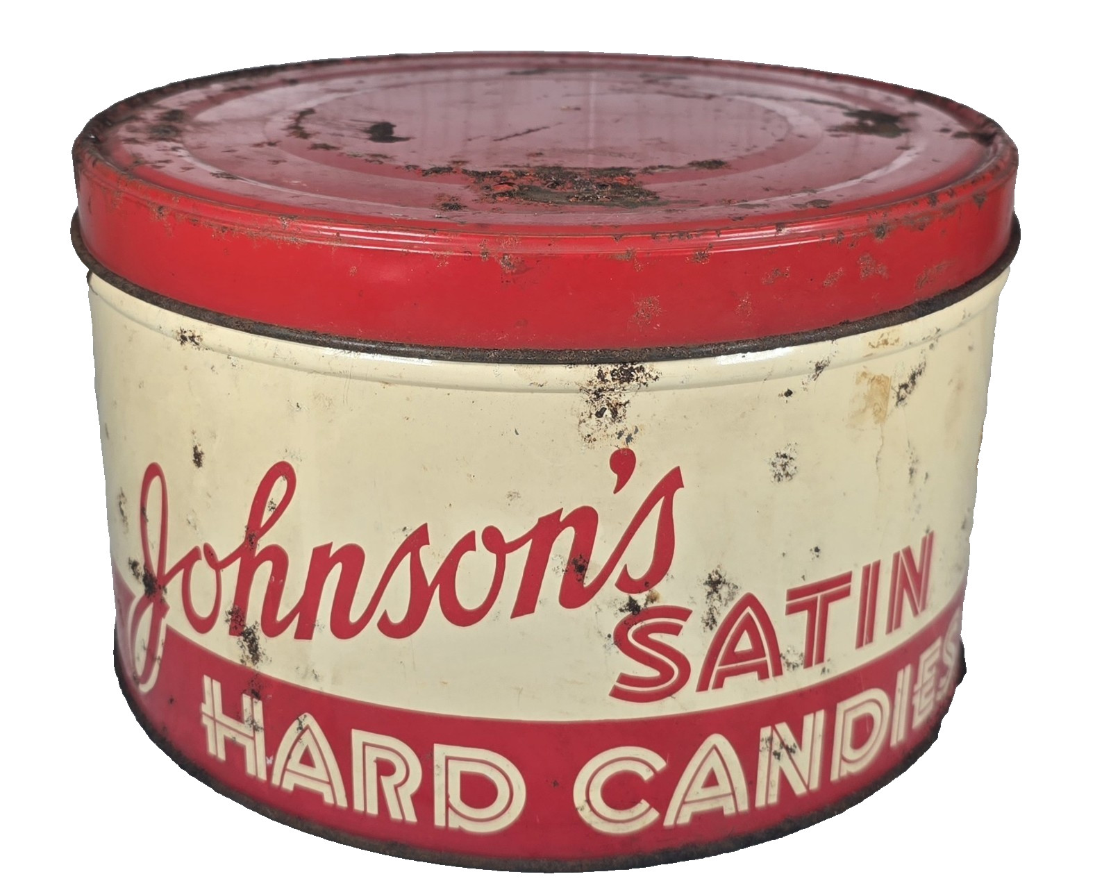Vintage Johnson\'s Satin Hard Candies Tin 10\