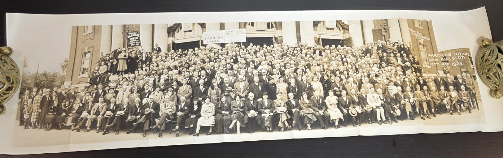 1935 Hancock County Findlay Ohio Farmer's Union Panoramic Photo 28 1/4