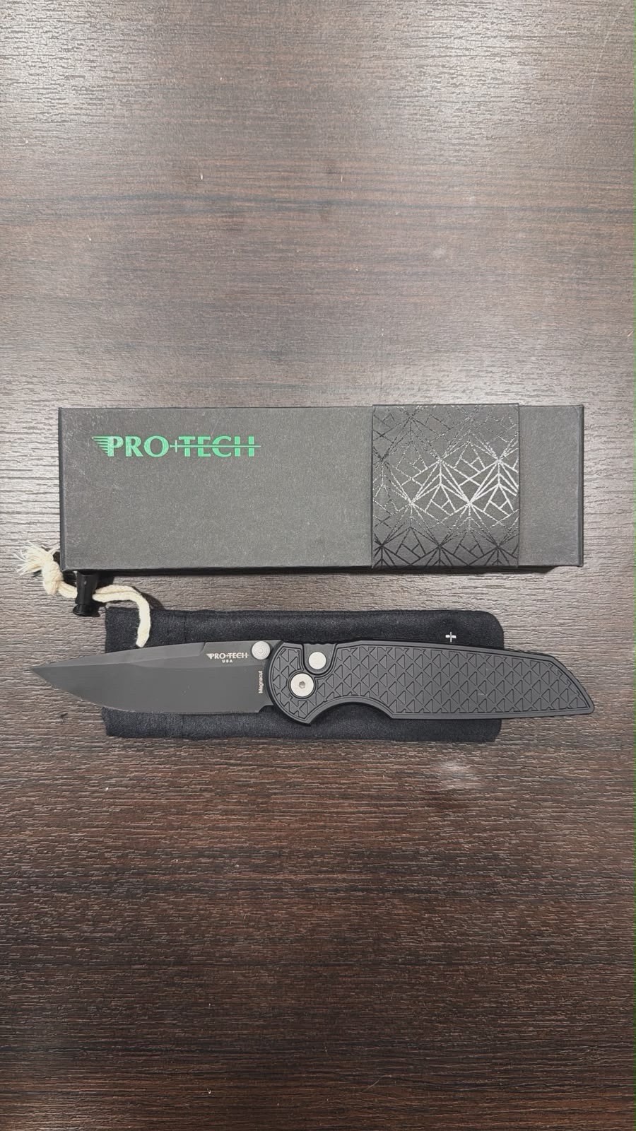 Pro-Tech TR-3 Integrity Manual Button Knife DLC Black Relic