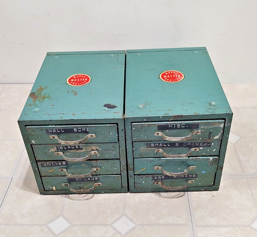 Wards Master Quality 4-Drawer Metal Cabinet Small Tools Parts Storage 2 Vintage