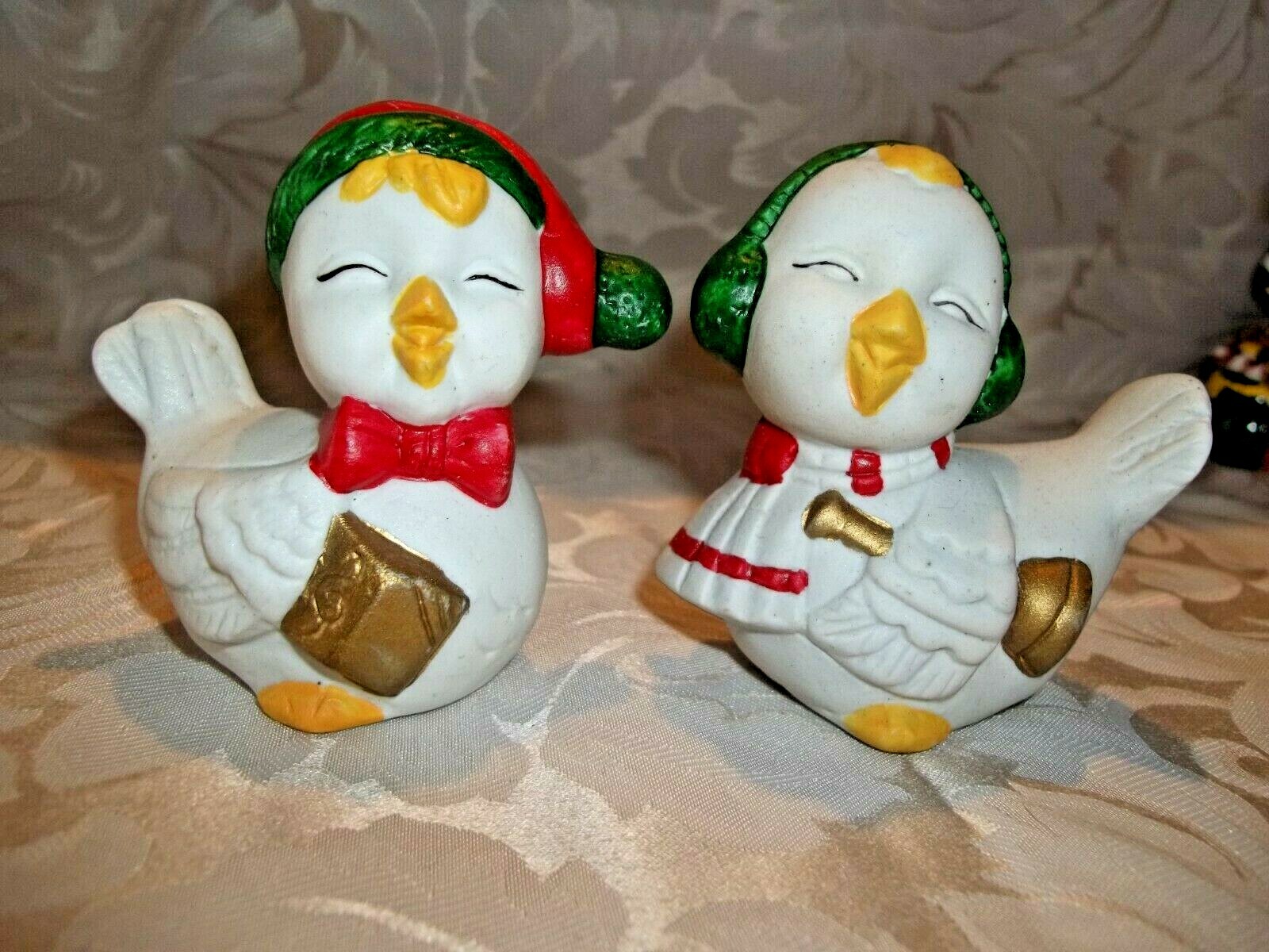 Vintage Christmas Salt & Pepper shakers Caroling Geese Ducks Bisque Porcelain Vintage Christmas Salt & Pepper shakers Caroling Geese Ducks Bisque Porcelain
