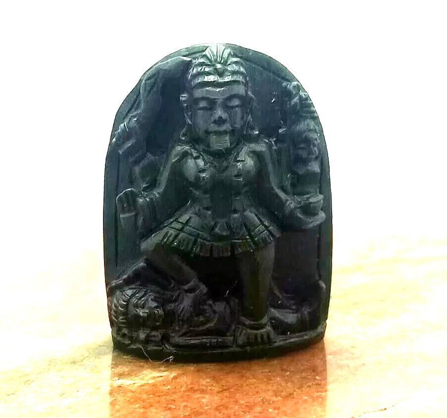 Goddess Kali Idol in Black Jade Gemstone Antique Handcrafted 1.3 Inch Height