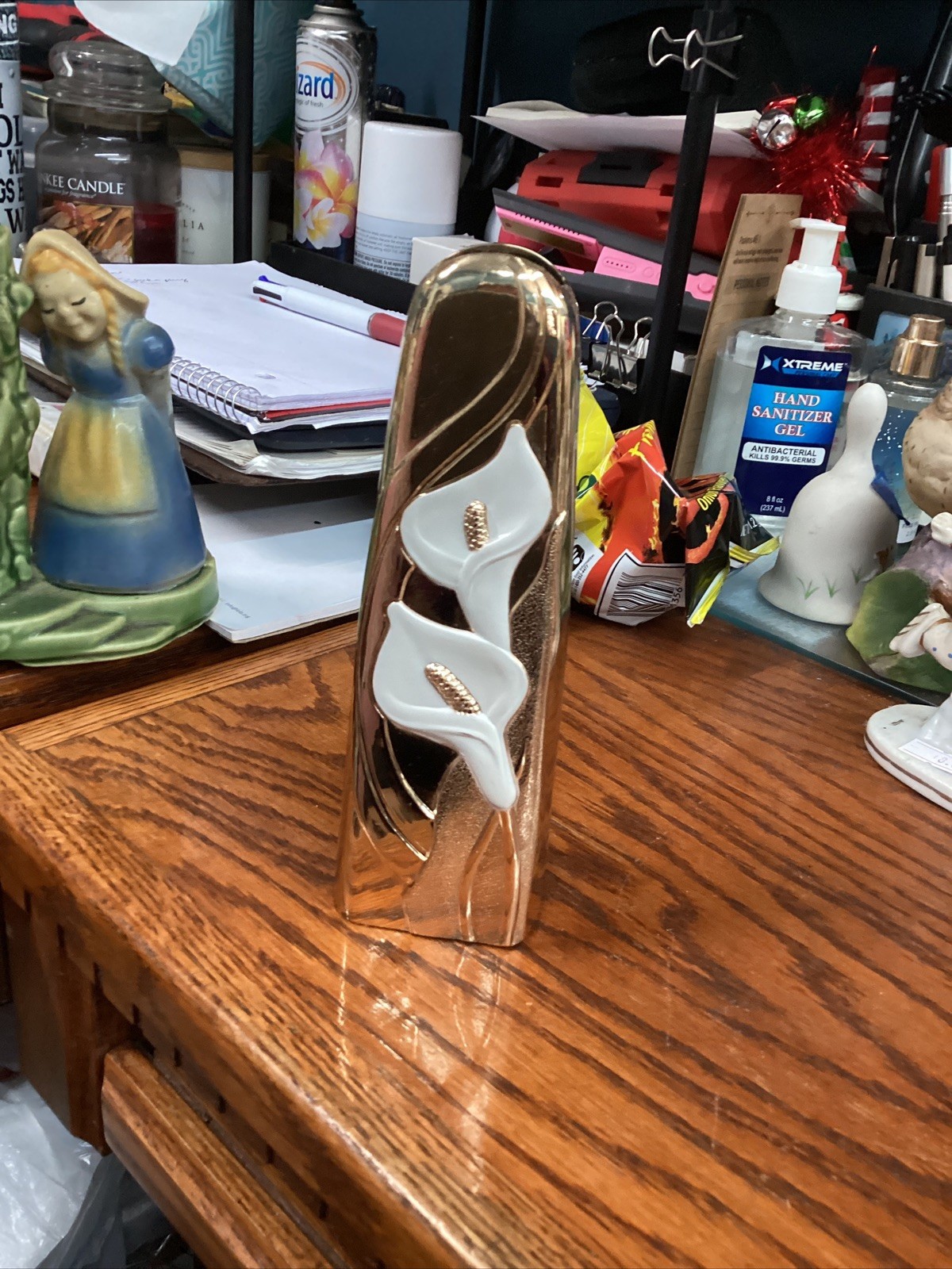 Vintage Metal Gold Tone Calla Lily Bud Vase Made in Japan Tall Vintage Metal Gold Tone Calla Lily Bud Vase Made in Japan Tall