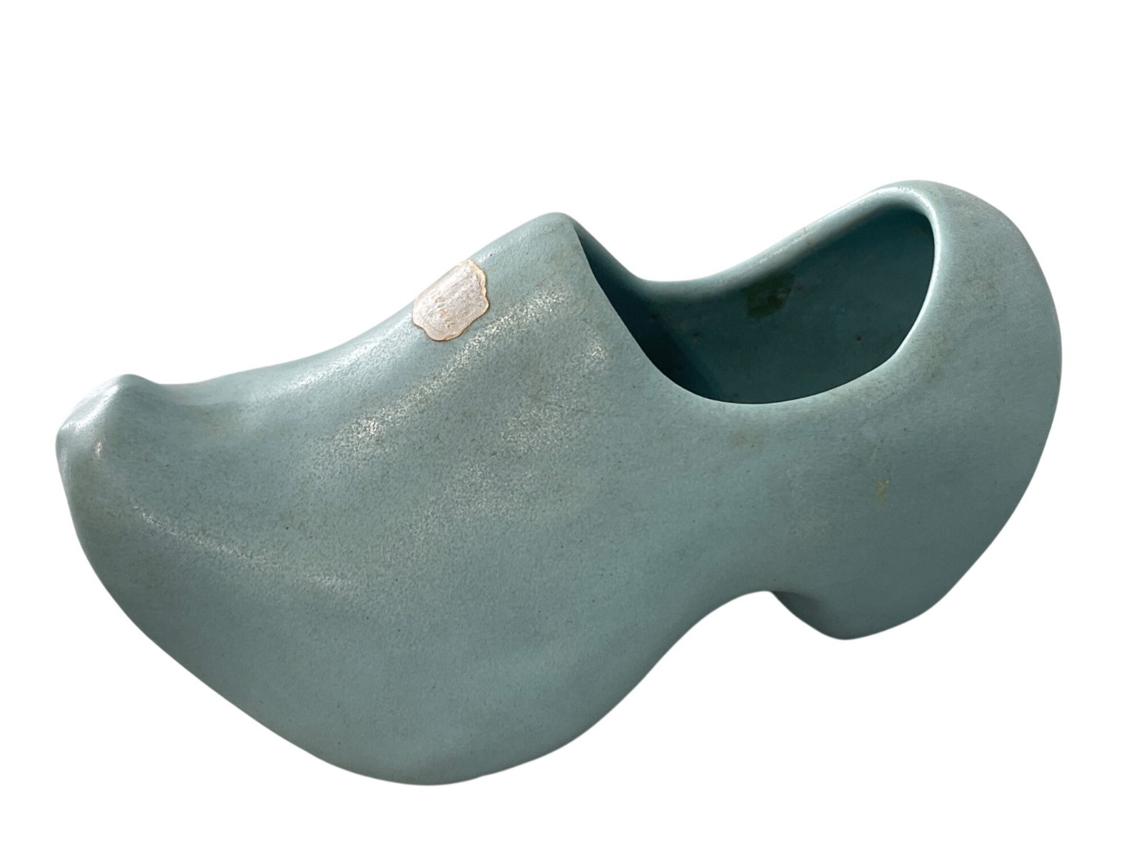 Vintage Rosemeade Stamped Ceramic Shoe Planter Clog Aqua Blue 6\ Vintage Rosemeade Stamped Ceramic Shoe Planter Clog Aqua Blue 6\