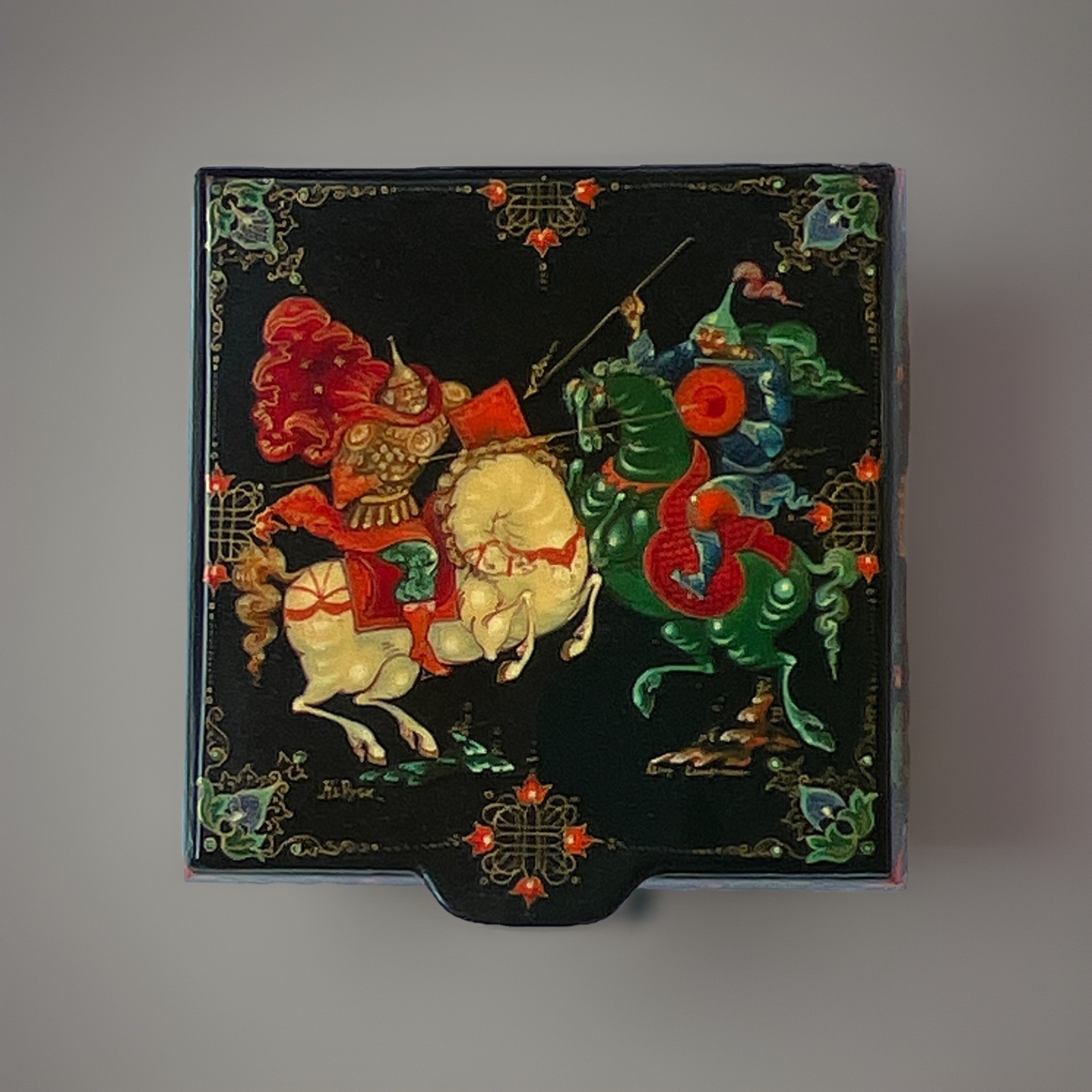 Authentic Hand-Painted Russian Lacquer Box – Signed Original Miniature Folk Art-