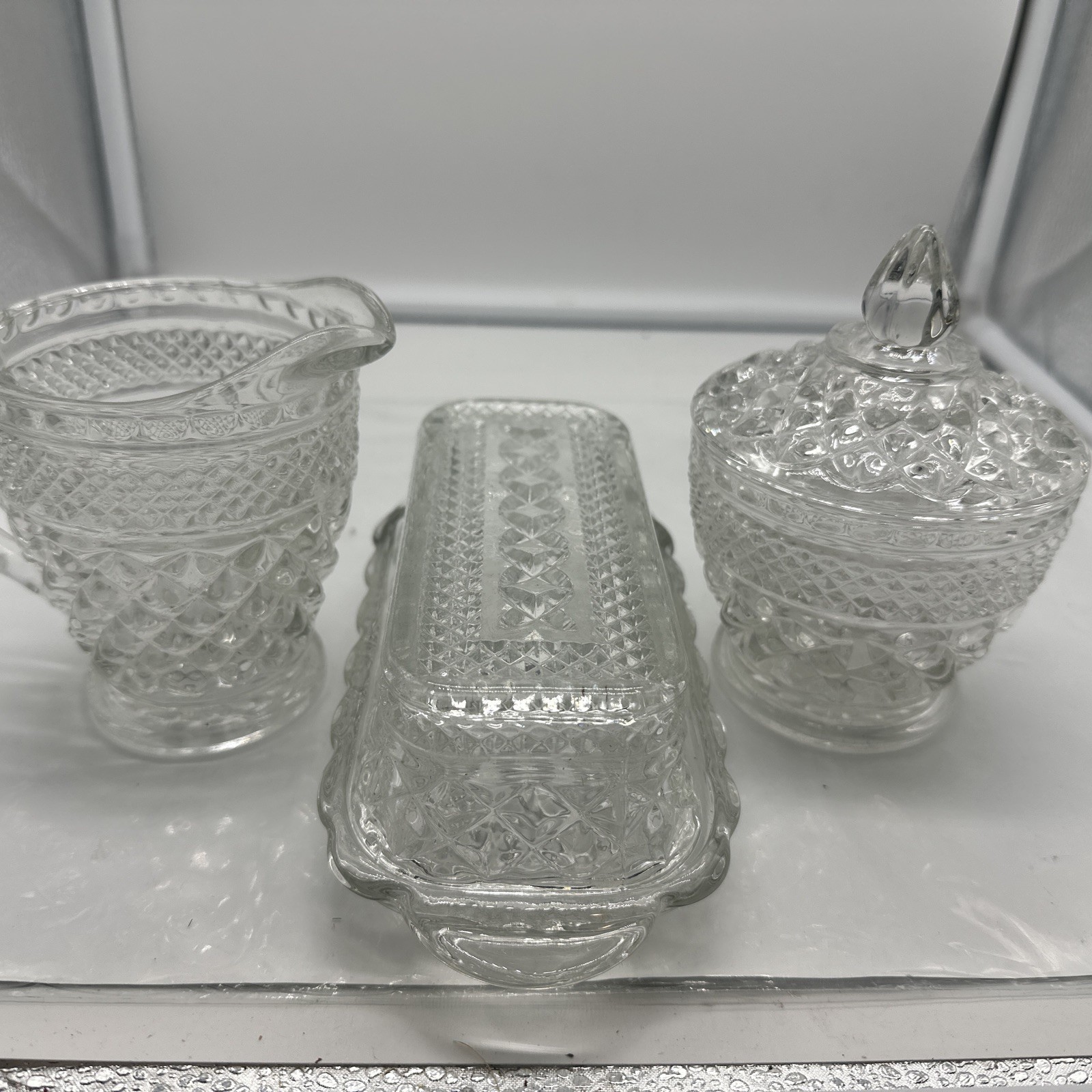Wexford by Anchor Hocking Five (5) Piece Table Set - Creamer, Covered Sugar  NIB