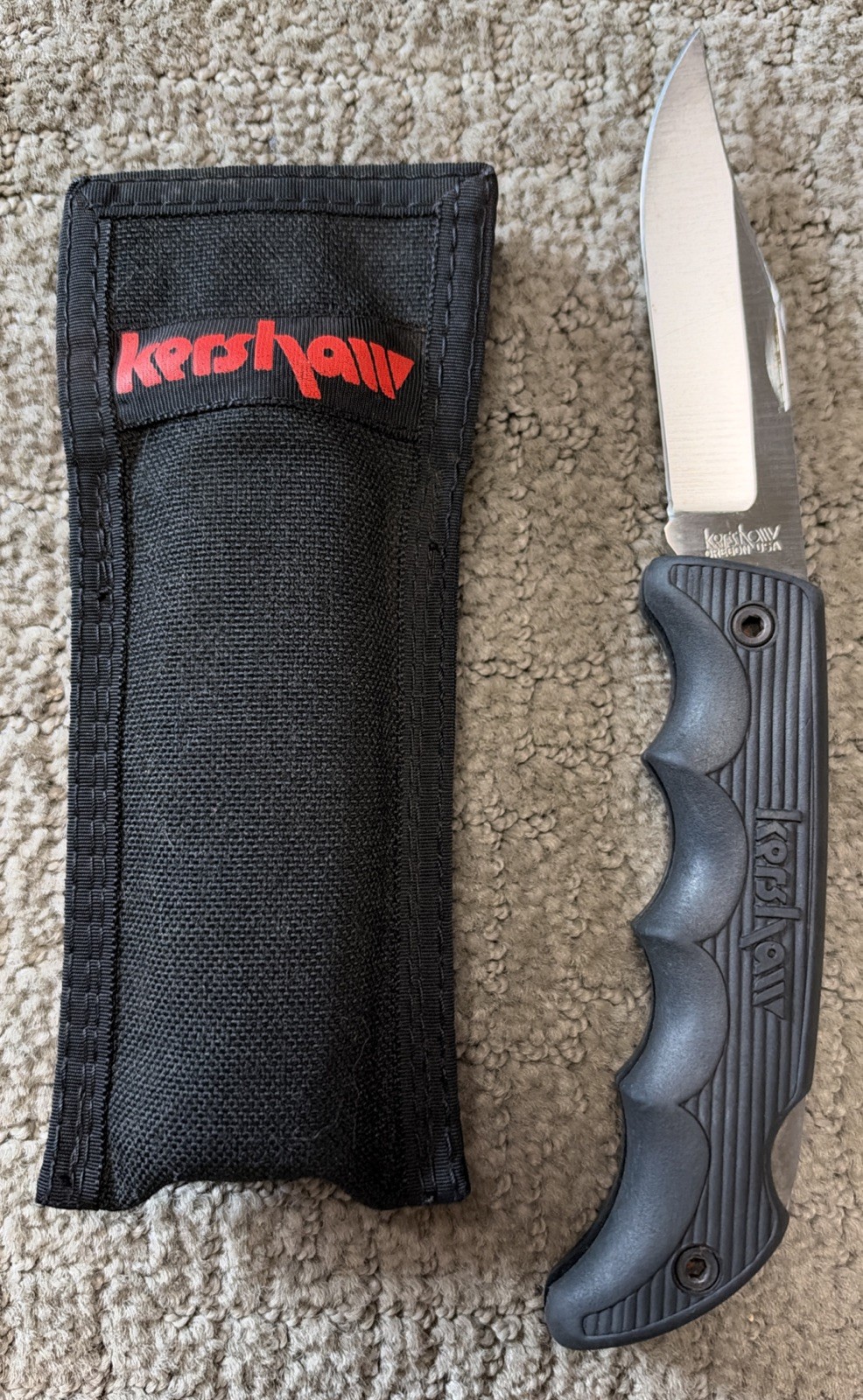 Vintage Early Kershaw 1060 Black Horse Lock Back KnifeKai Cutlery w Sheath New