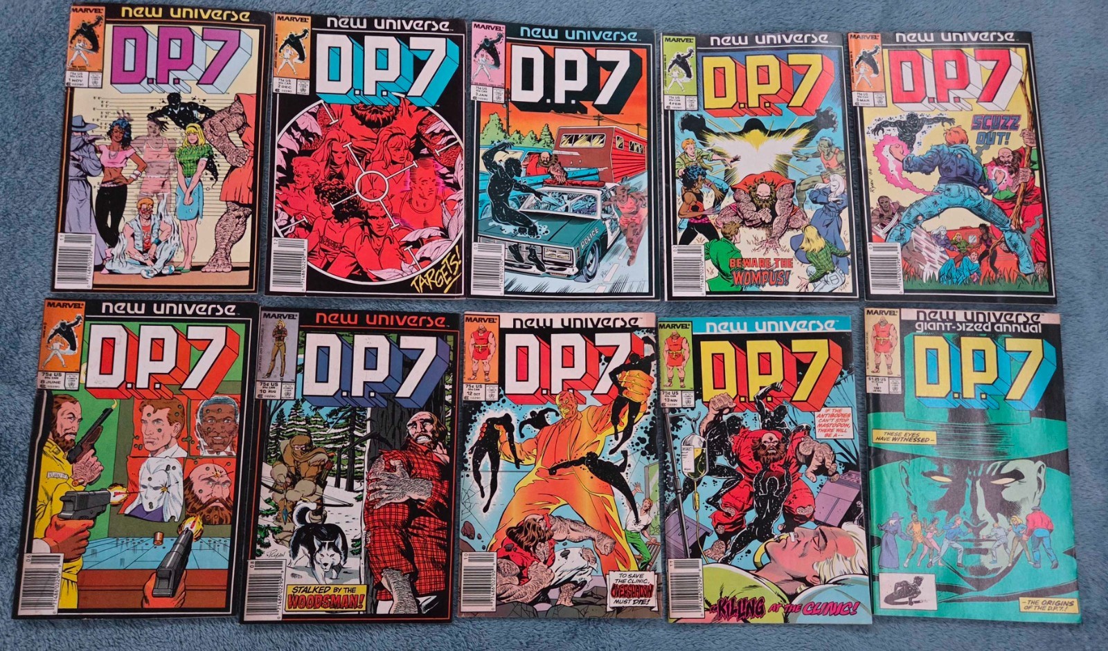 D.P.7 1-5,8,10,12-13,annual 1 comic Lot of 10 VF Marvel New Universe COMB SHIP