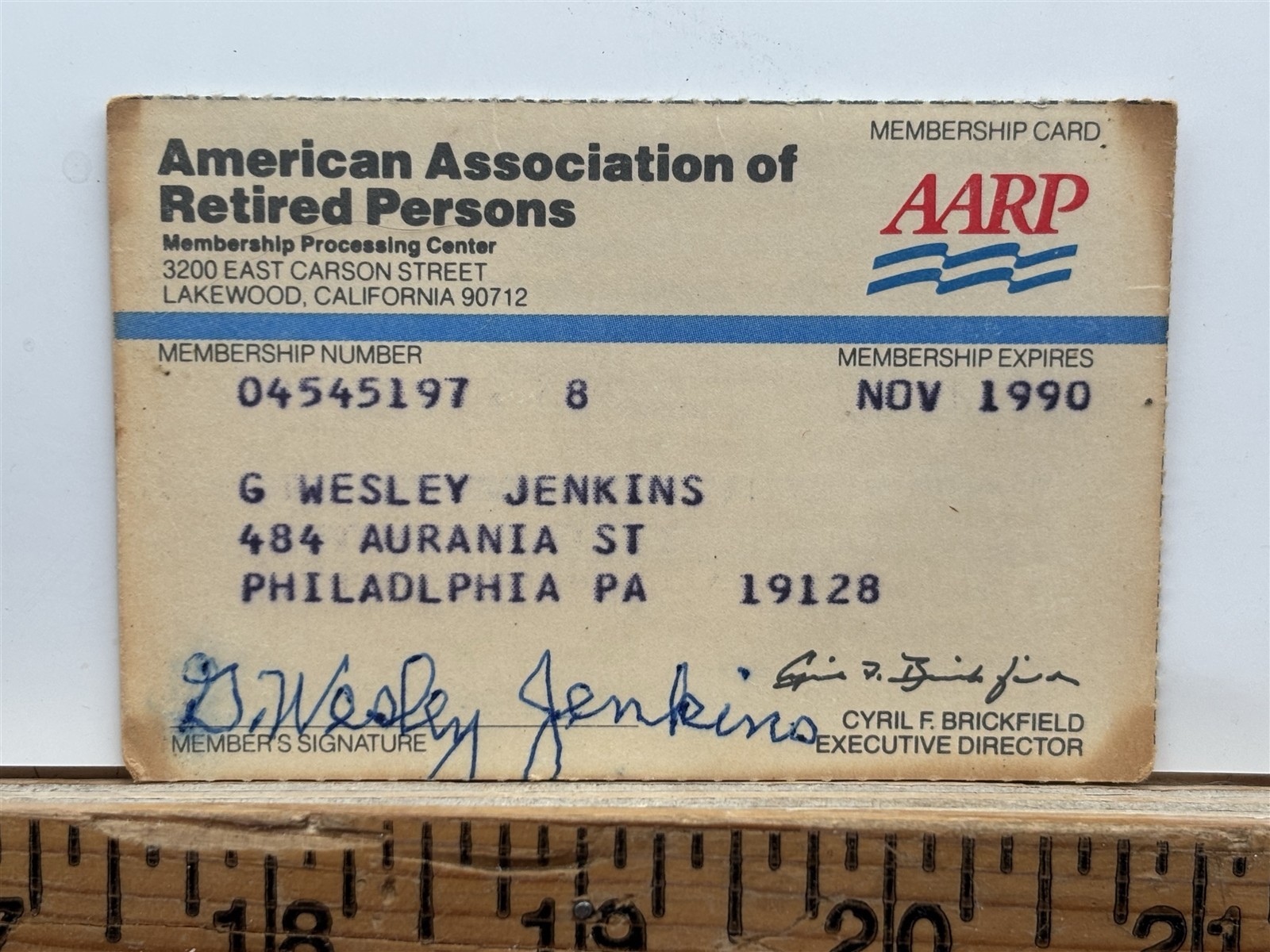 1990 AARP Membership Card Philadelphia PA Vintage 1990 AARP Membership Card Philadelphia PA Vintage