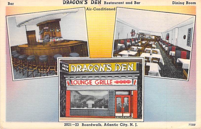 Dragon's Den Restaurant Bar Atlantic City NJ Linen Postcard Tichnor